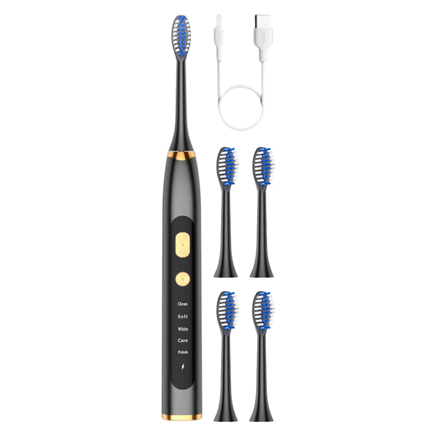 Electric Toothbrush 5 Modes 15 Day Using Time for Kids Rechargeable Black