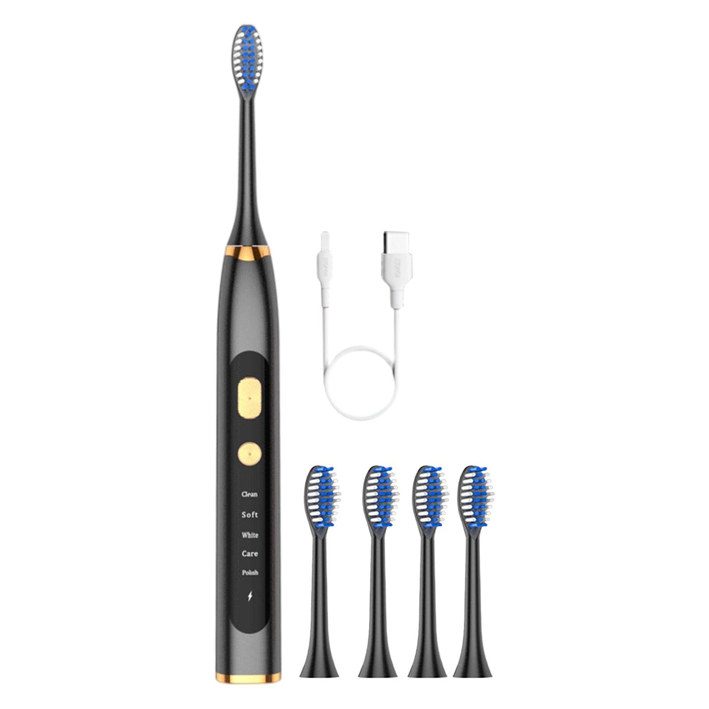 Electric Toothbrush 5 Modes 15 Day Using Time for Kids Rechargeable Black