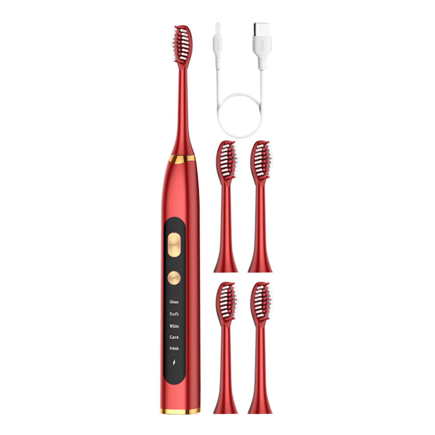 Electric Toothbrush 5 Modes 15 Day Using Time for Kids Rechargeable Red
