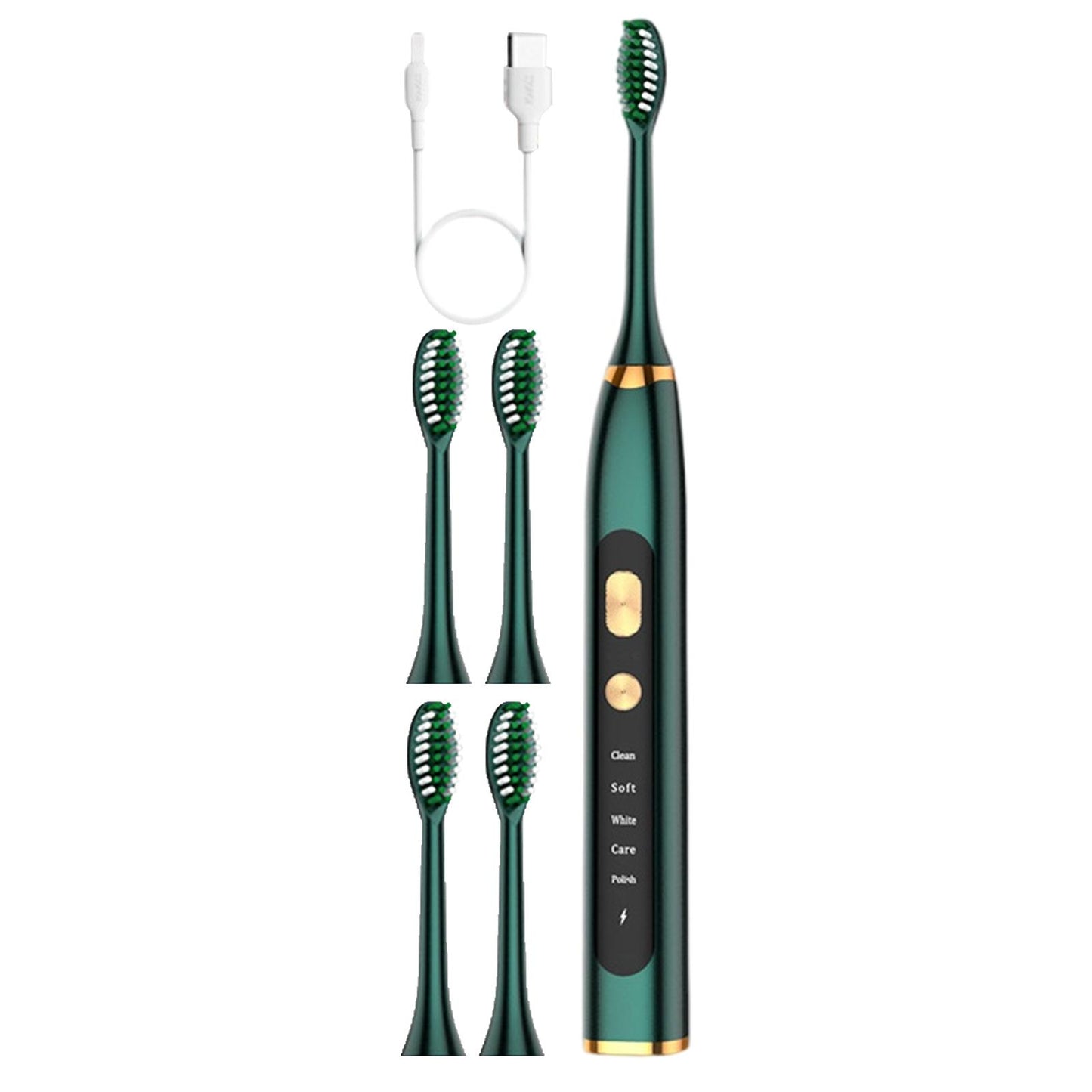 Electric Toothbrush 5 Modes 15 Day Using Time for Kids Rechargeable Green