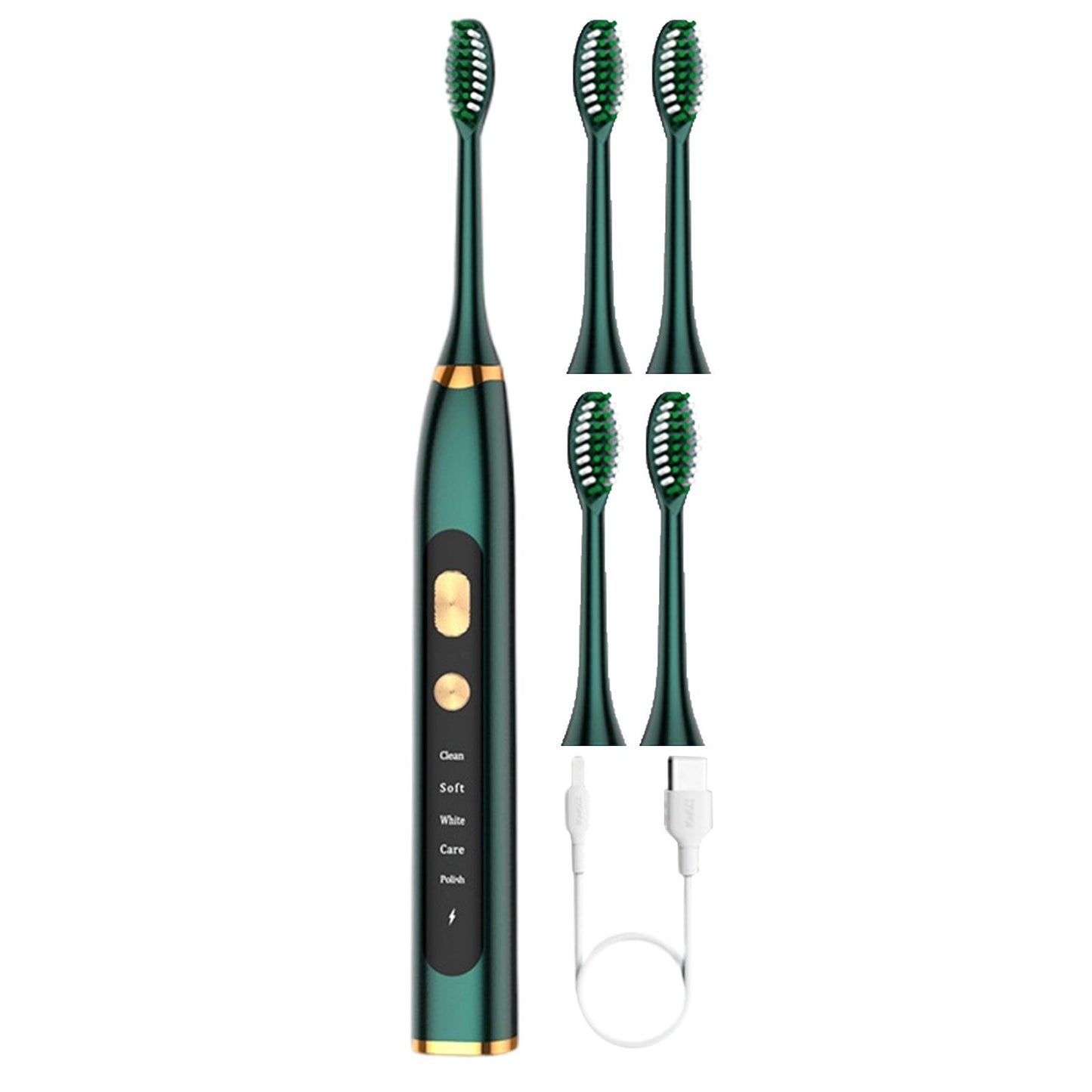 Electric Toothbrush 5 Modes 15 Day Using Time for Kids Rechargeable Green