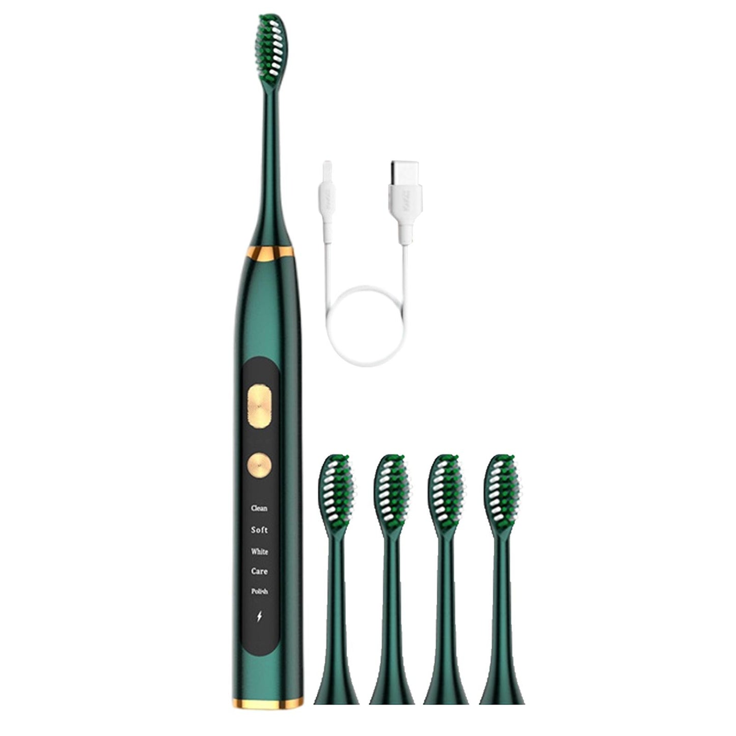 Electric Toothbrush 5 Modes 15 Day Using Time for Kids Rechargeable Green
