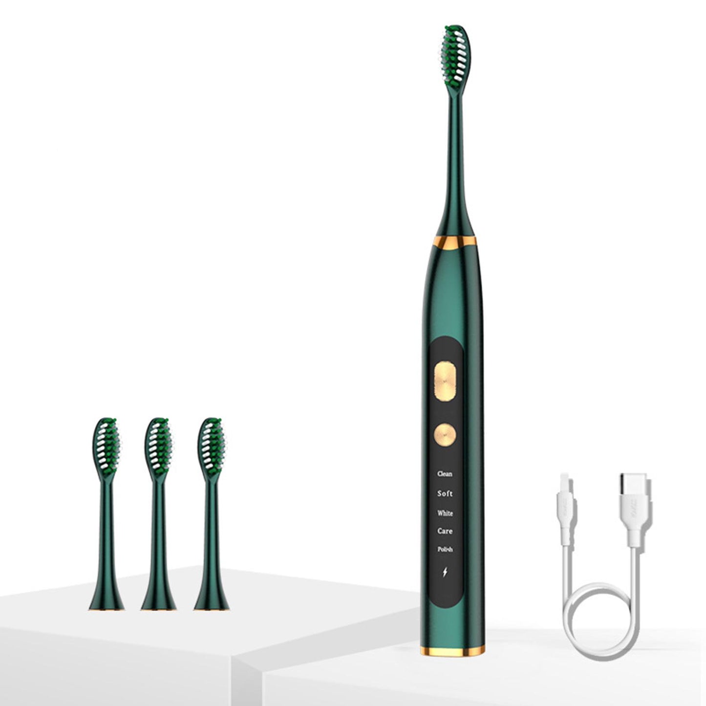 Electric Toothbrush 5 Modes 15 Day Using Time for Kids Rechargeable Green