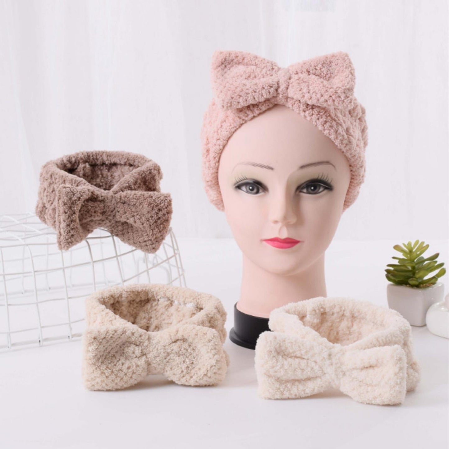 SPA Headband Coral Fleece Head Wraps Soft for Facial Wash Women Dark Brown