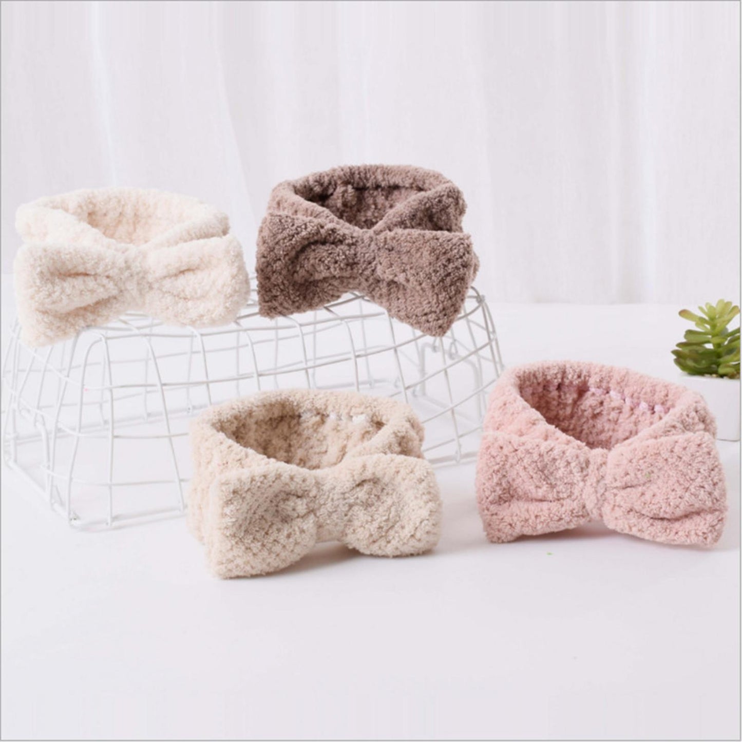 SPA Headband Coral Fleece Head Wraps Soft for Facial Wash Women Dark Brown