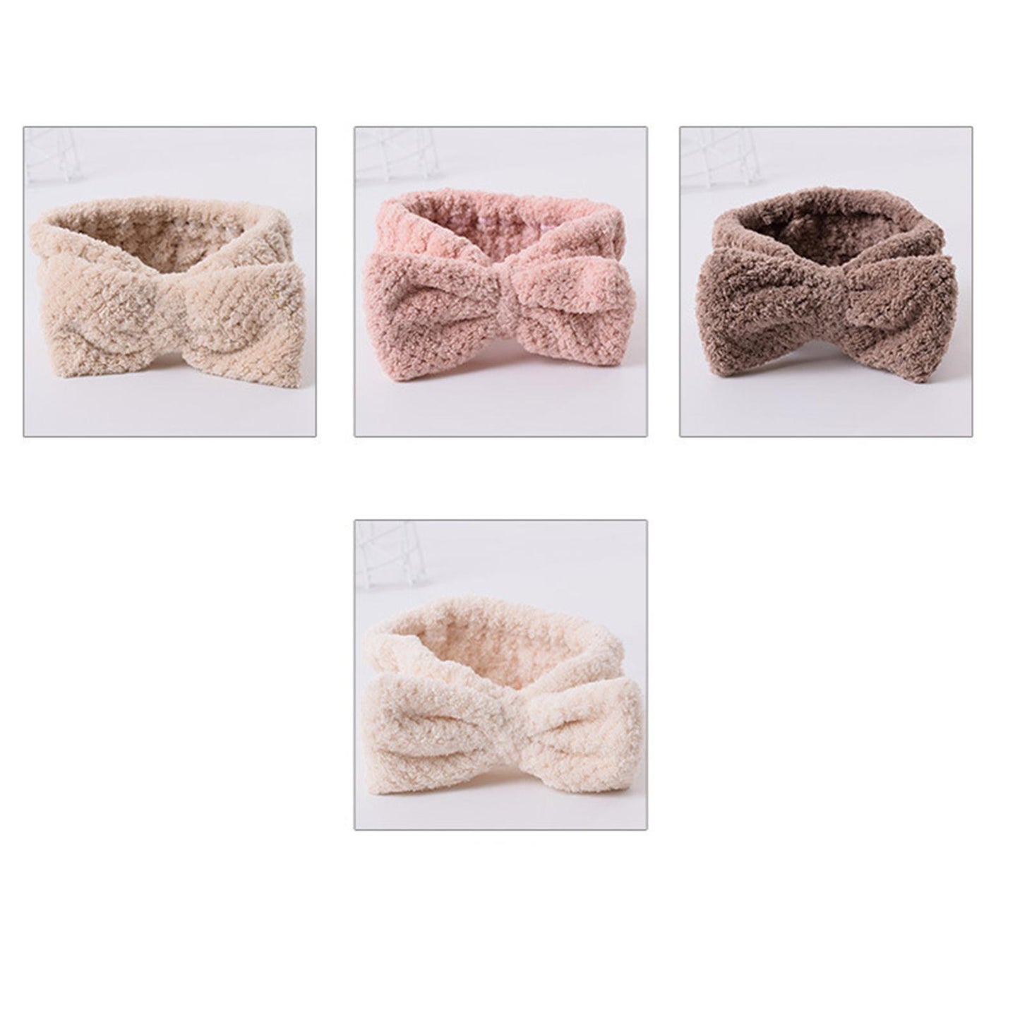 SPA Headband Coral Fleece Head Wraps Soft for Facial Wash Women Dark Brown