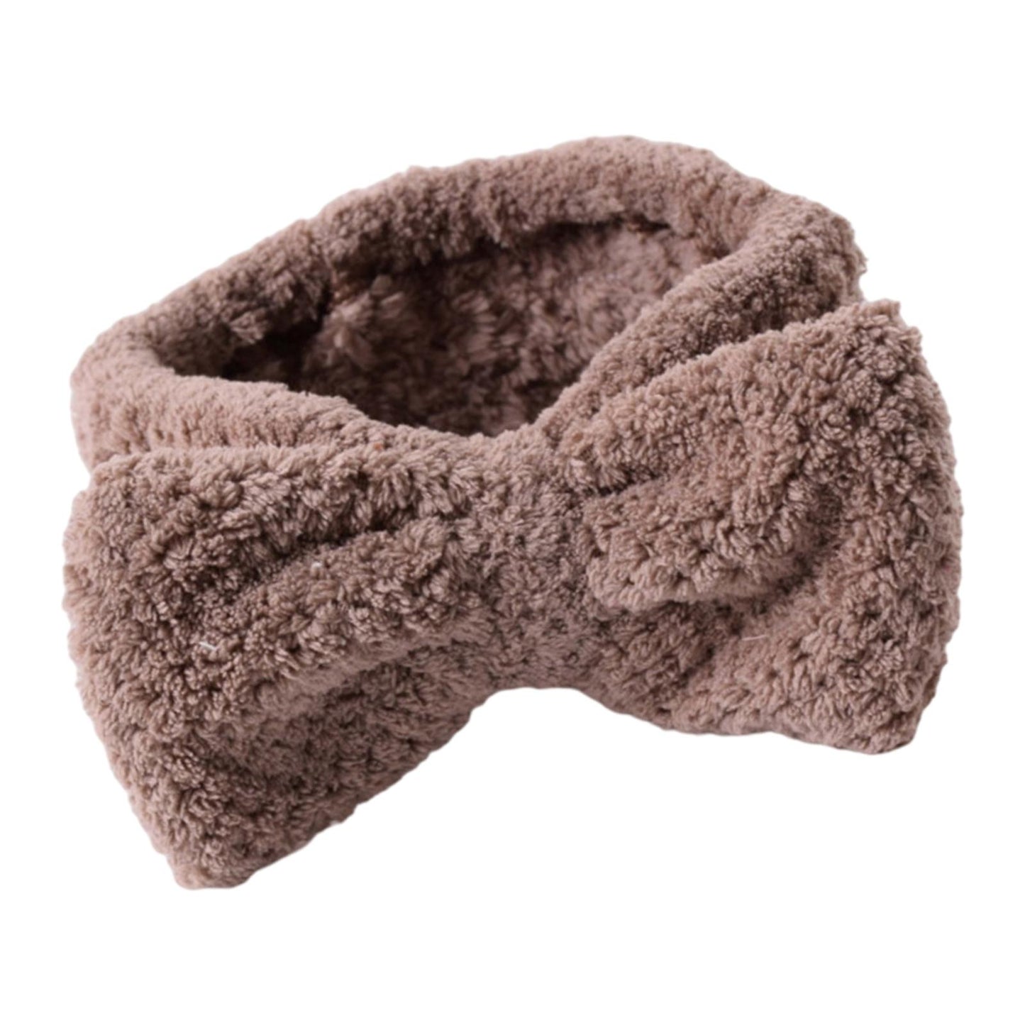 SPA Headband Coral Fleece Head Wraps Soft for Facial Wash Women Dark Brown
