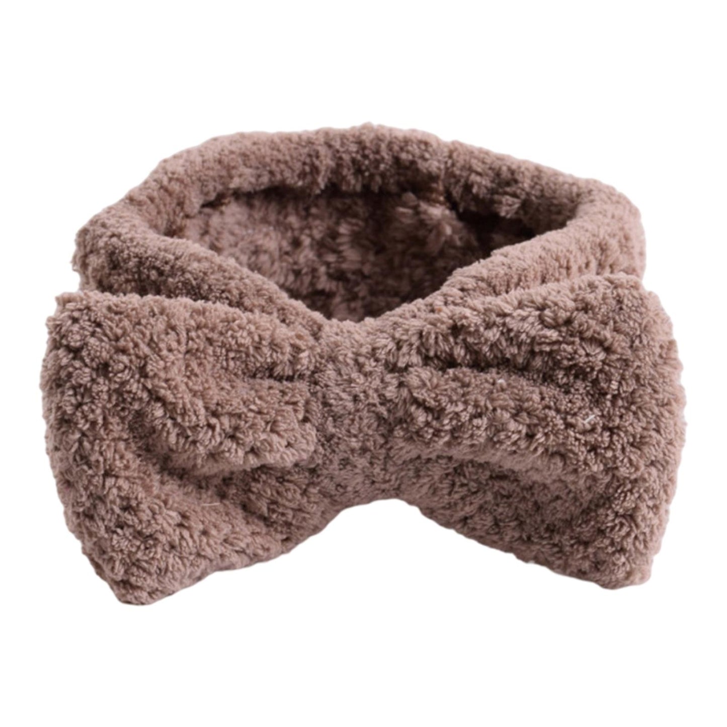 SPA Headband Coral Fleece Head Wraps Soft for Facial Wash Women Dark Brown