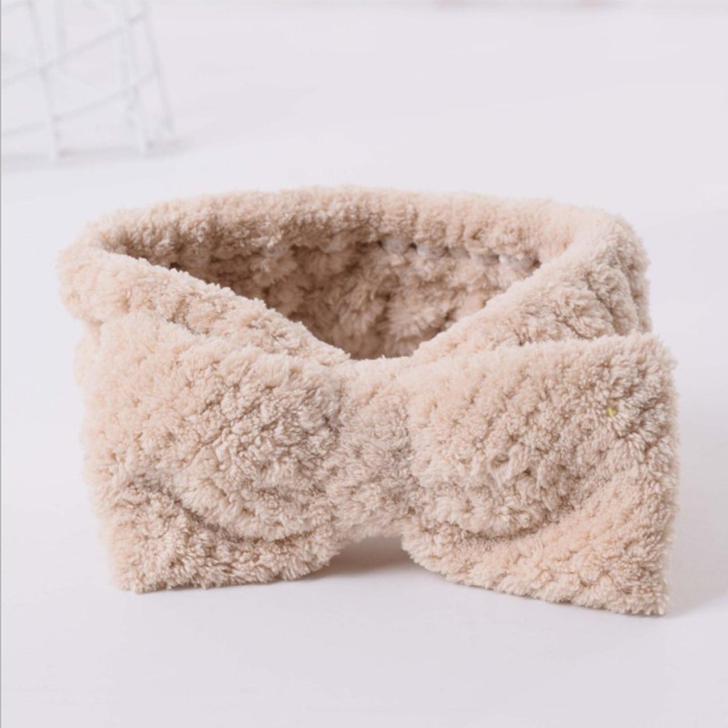 SPA Headband Coral Fleece Head Wraps Soft for Facial Wash Women Brown
