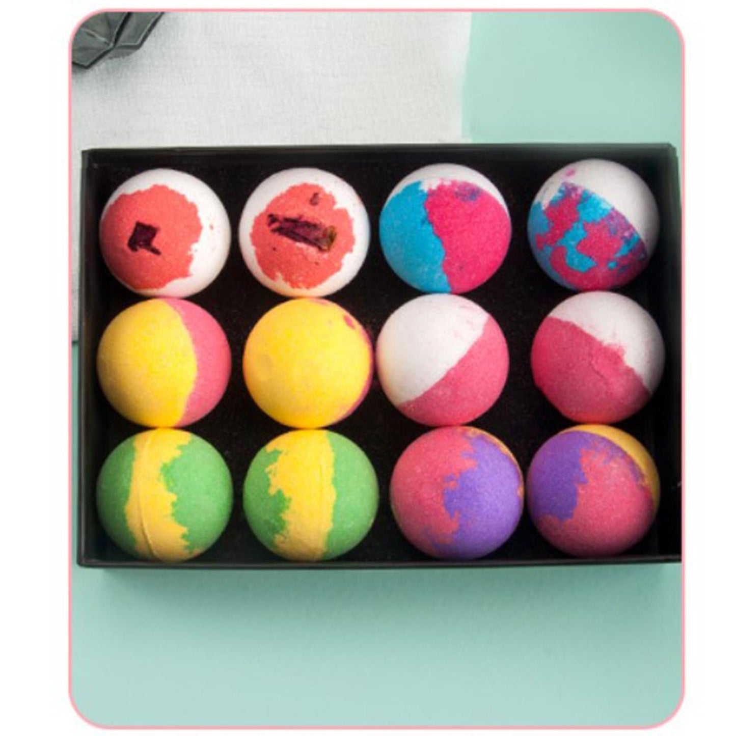 Bath Bombs Kit Sea Salt Bubble Bath Natural Essential Oils Balls for Women 12pcs in One Box