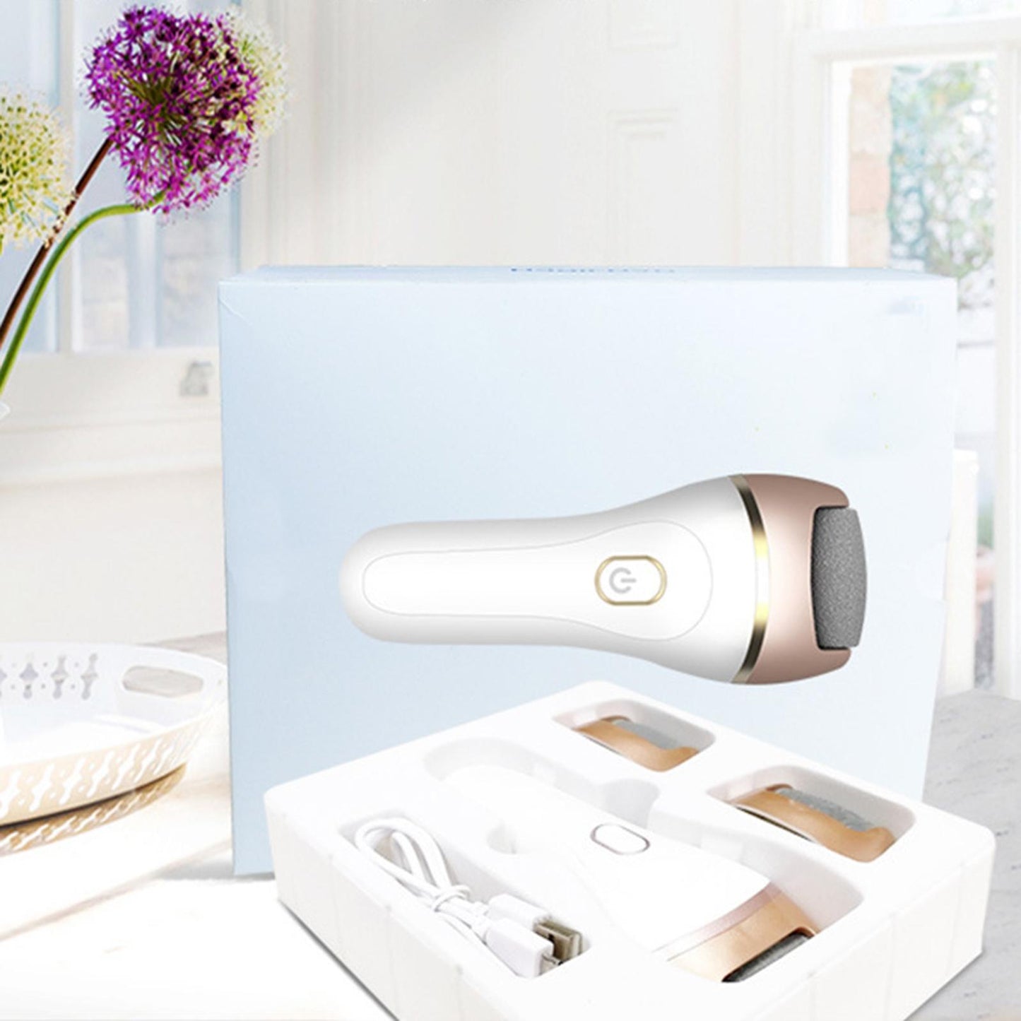 Electric Callus Removers Kit Waterproof Rechargeable Foot Rasp Champagne