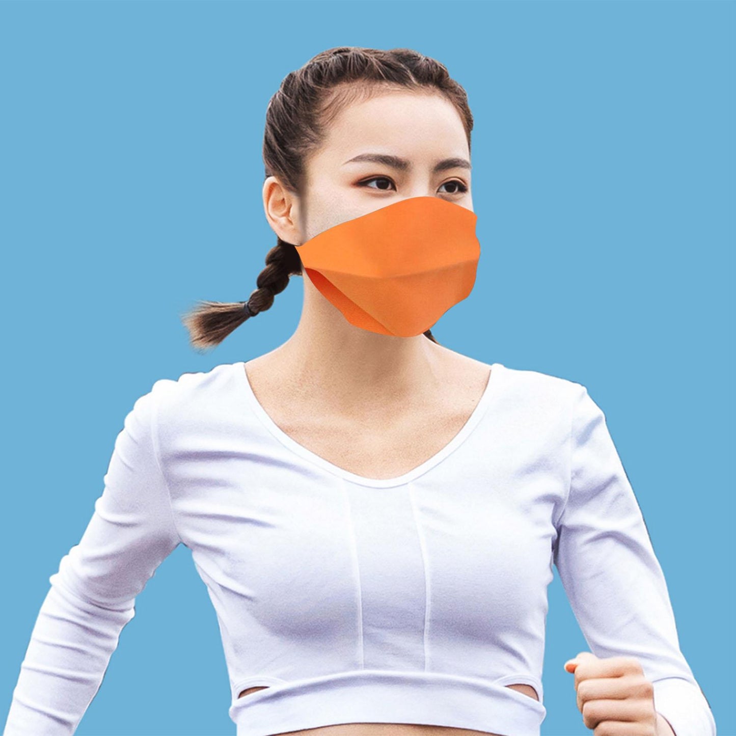 4 in1 Face Mask Breathability Protective Elastic Belt for Outdoor Teen Orange