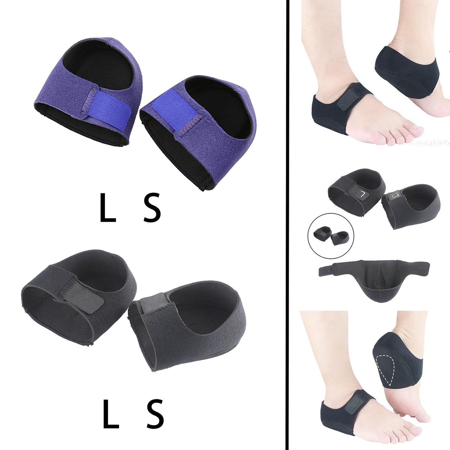 Heel Pad heel sock Heel Cushion Heel Support Brace damping Cracked Dry Black L