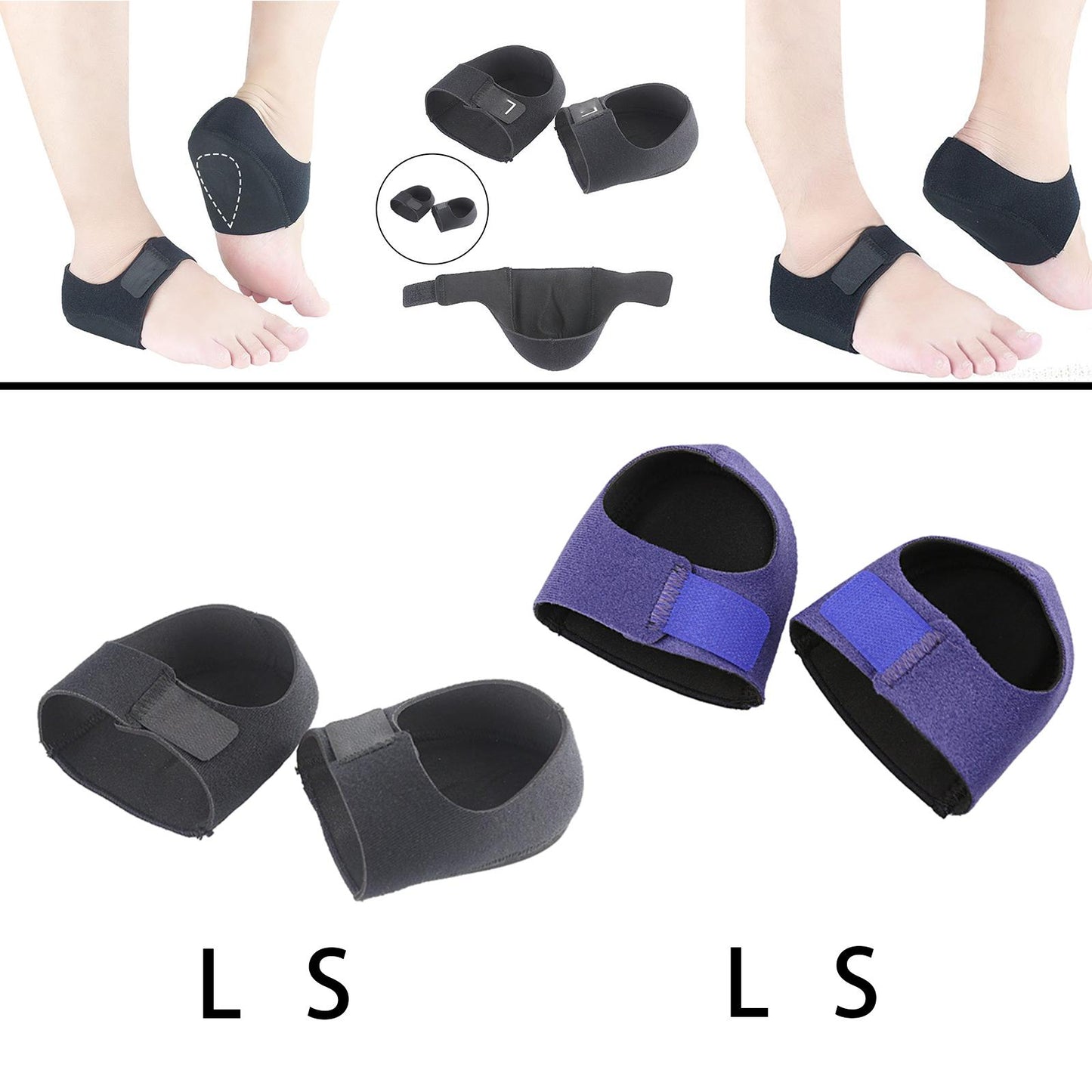 Heel Pad heel sock Heel Cushion Heel Support Brace damping Cracked Dry Black L