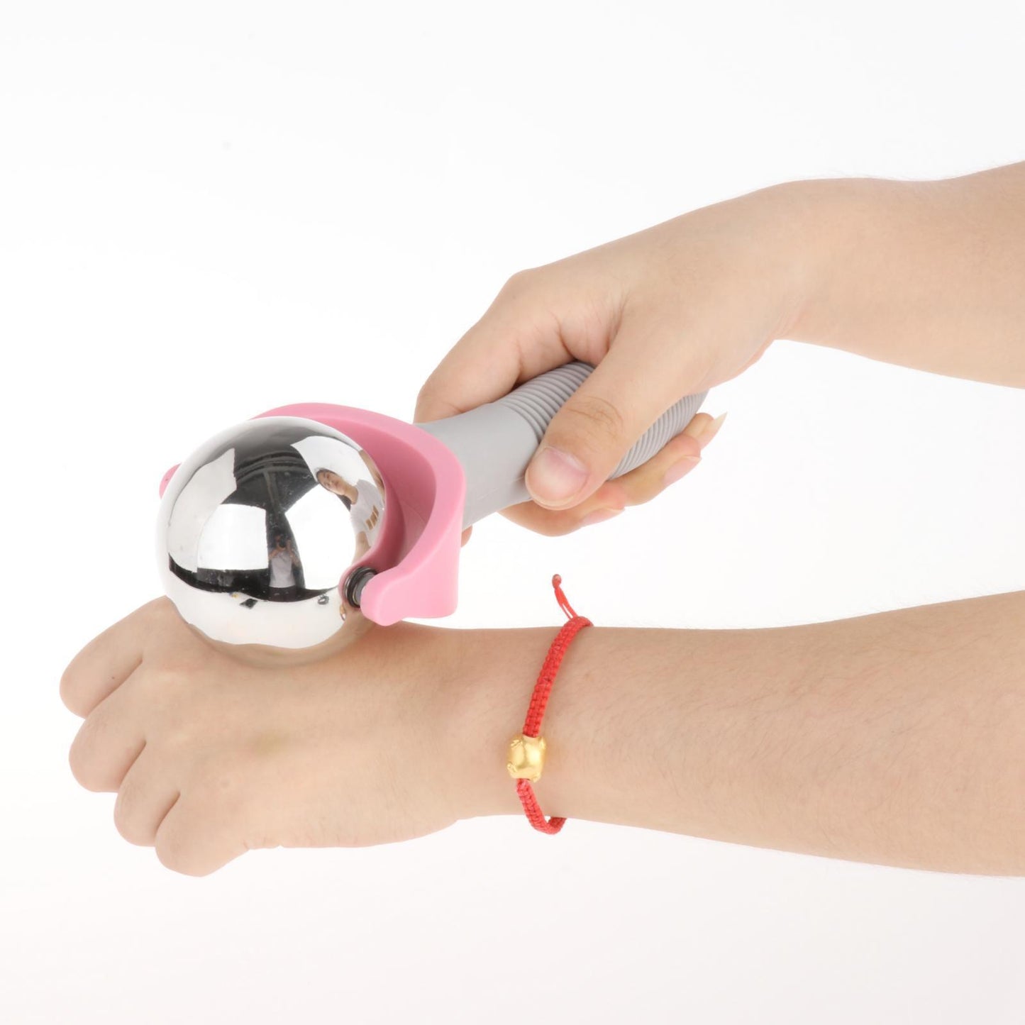 Cold Massage Ball Roller with Handle Back Leg Relaxation Household Pink