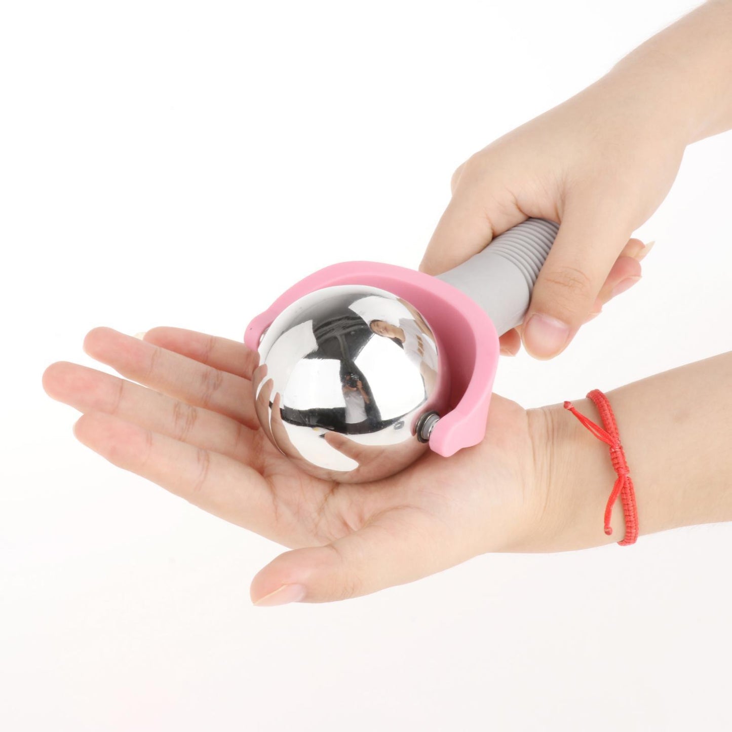 Cold Massage Ball Roller with Handle Back Leg Relaxation Household Pink