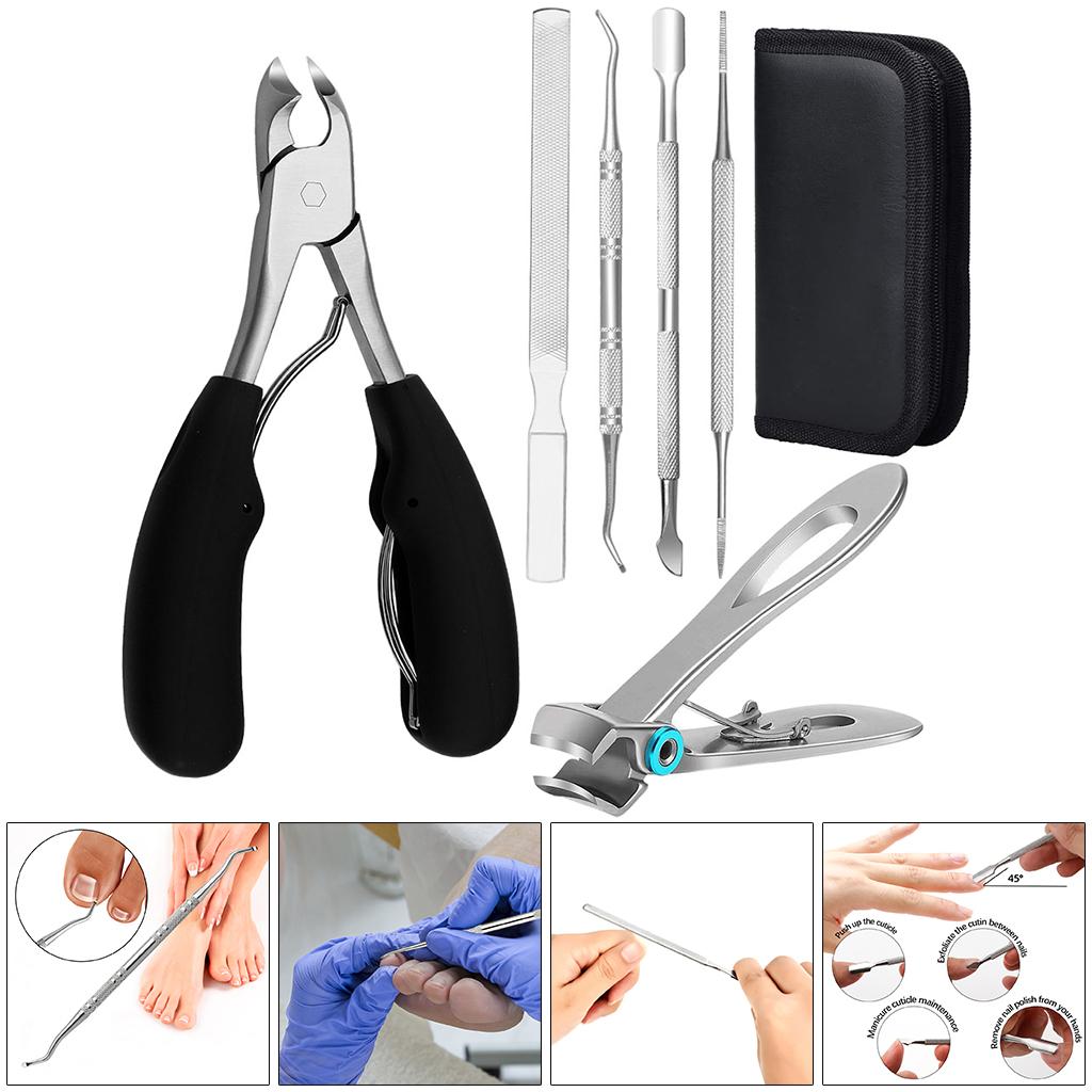 6Pcs Podiatrist Toenail Clippers Kits Stainless Steel Home Treatment Durable