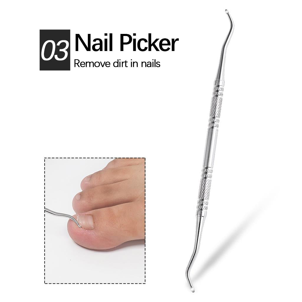 Nail Clippers Set Toenail Nipper Stainless Steel for Trim Thick Nails Men Black