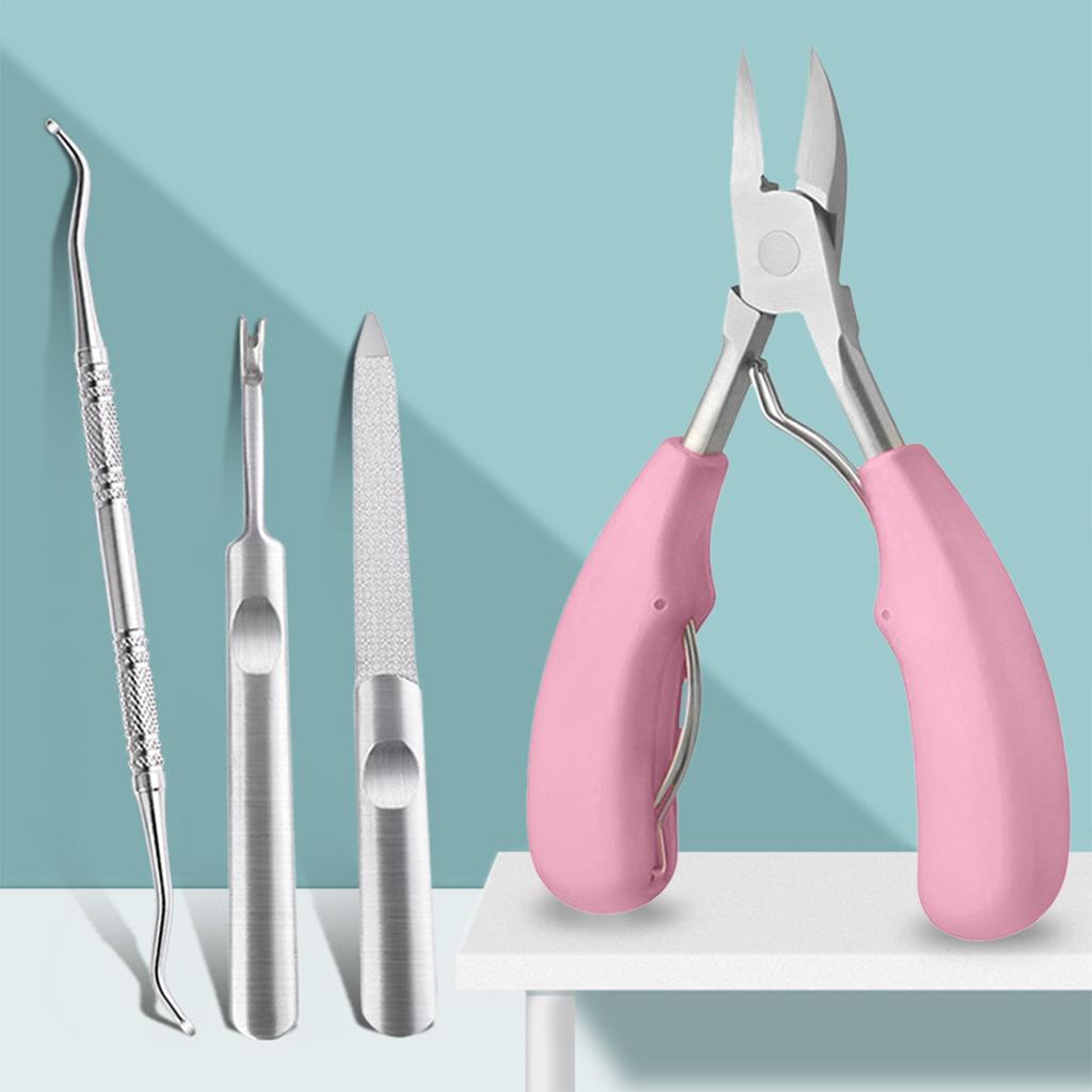 Nail Clippers Set Toenail Nipper Stainless Steel for Trim Thick Nails Men Rose Gold