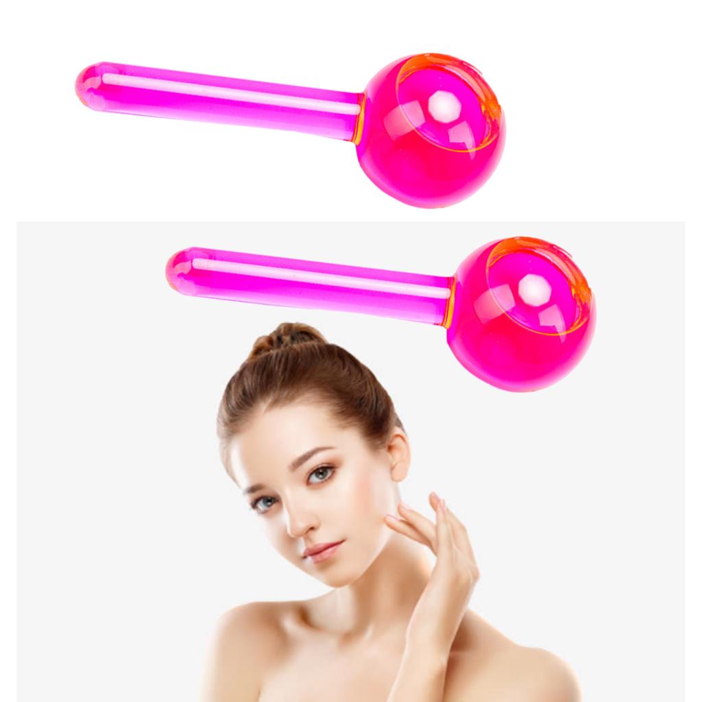 2 Pieces Facial Cooling Ice Globes Ball for Face Neck Care Dark Pink