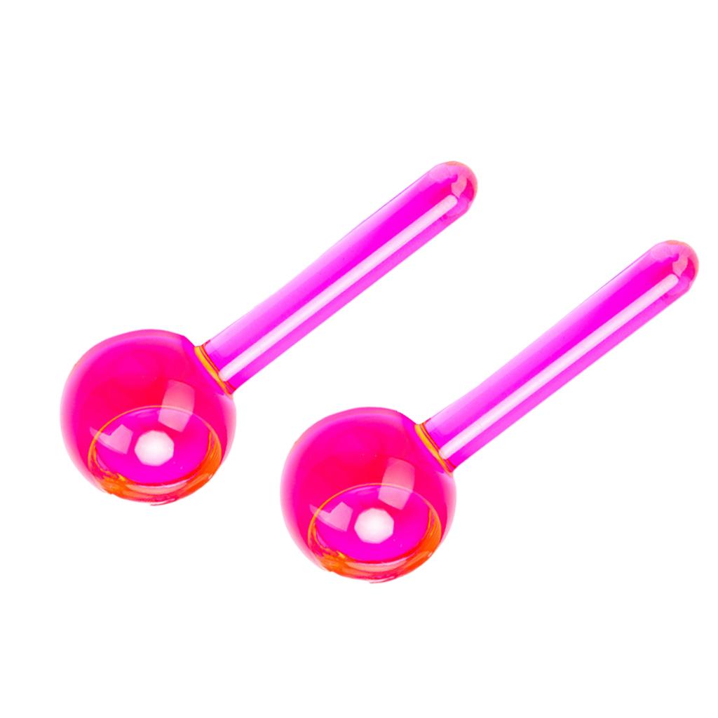 2 Pieces Facial Cooling Ice Globes Ball for Face Neck Care Dark Pink