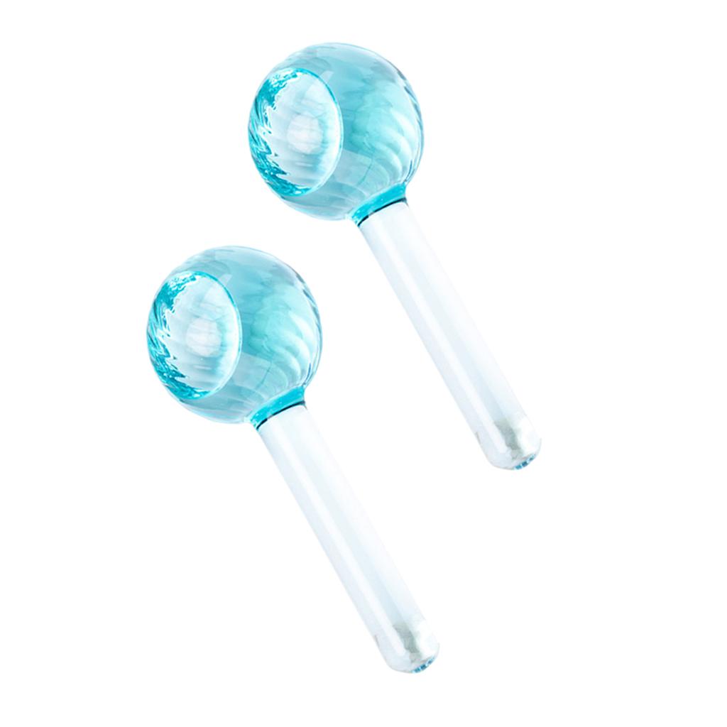 2 Pieces Facial Cooling Ice Globes Ball for Face Neck Care Light Blue