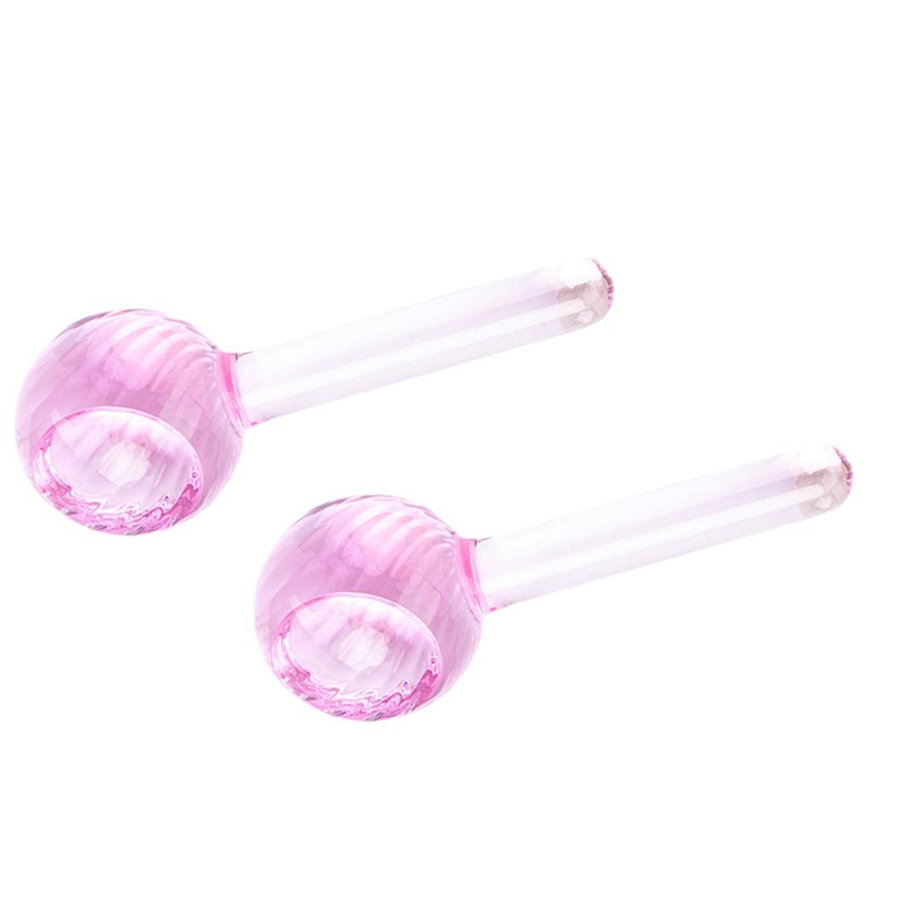 2 Pieces Facial Cooling Ice Globes Ball for Face Neck Care Light Pink