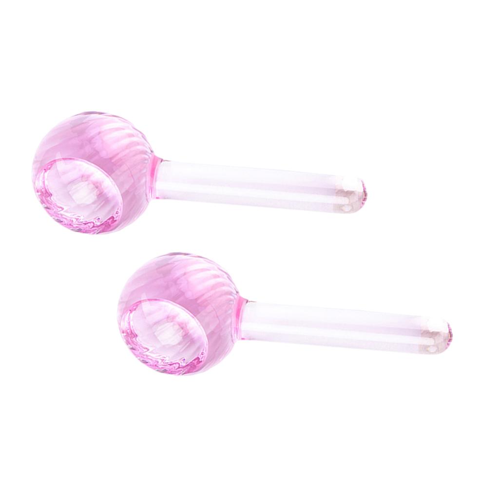 2 Pieces Facial Cooling Ice Globes Ball for Face Neck Care Light Pink