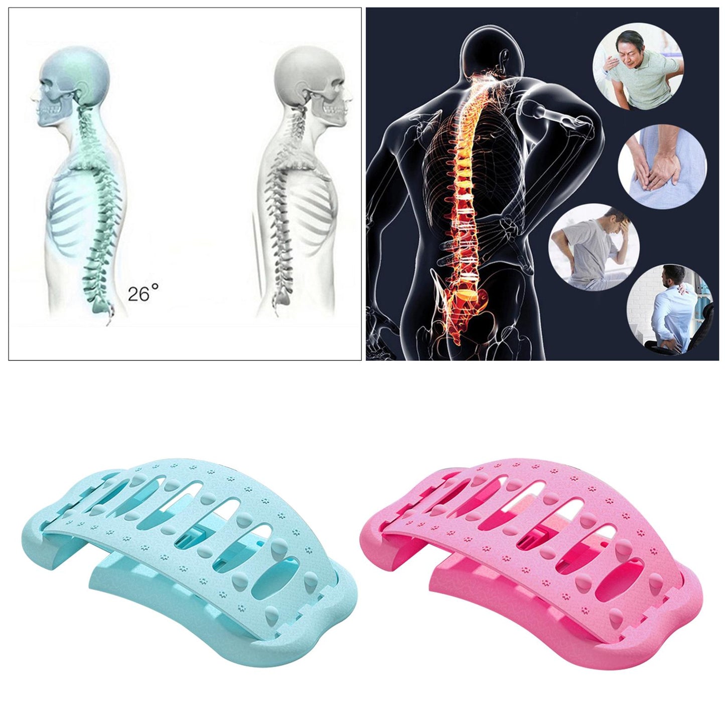 Back Stretcher Traction Deck Massager for Spine Sciatica Bed Chair Car blue