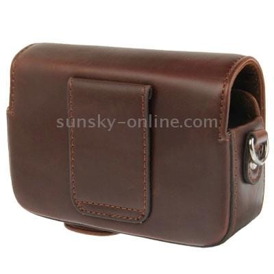 Universal Mini Digital Leather Camera Bag with Strap, Size: 115 x 45 x 75mm (Coffee)