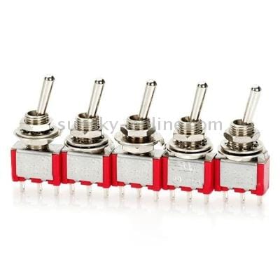 5 pcs DIY 3-Pin Toggle Switch (Red)