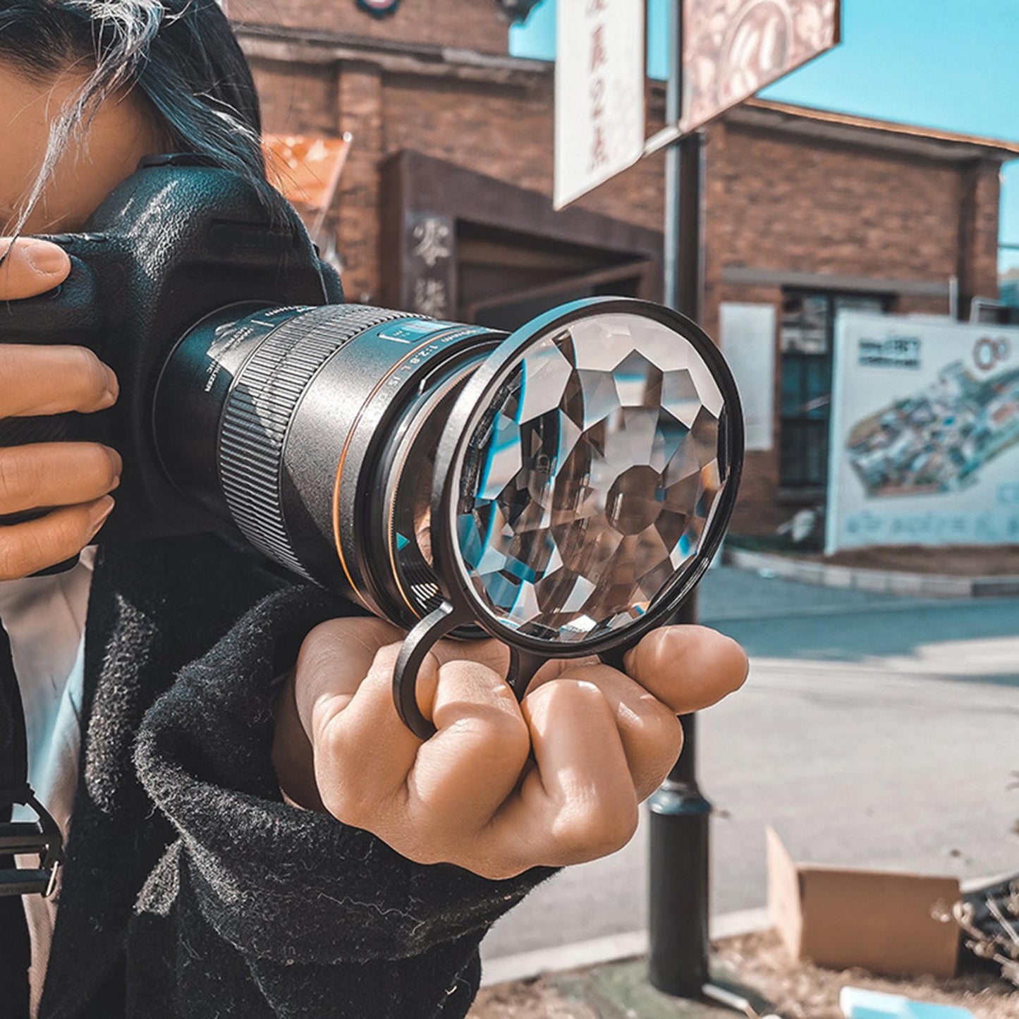 Handheld Kaleidoscope Glass Prism 77mm Camera Glass Filter Effect Filter