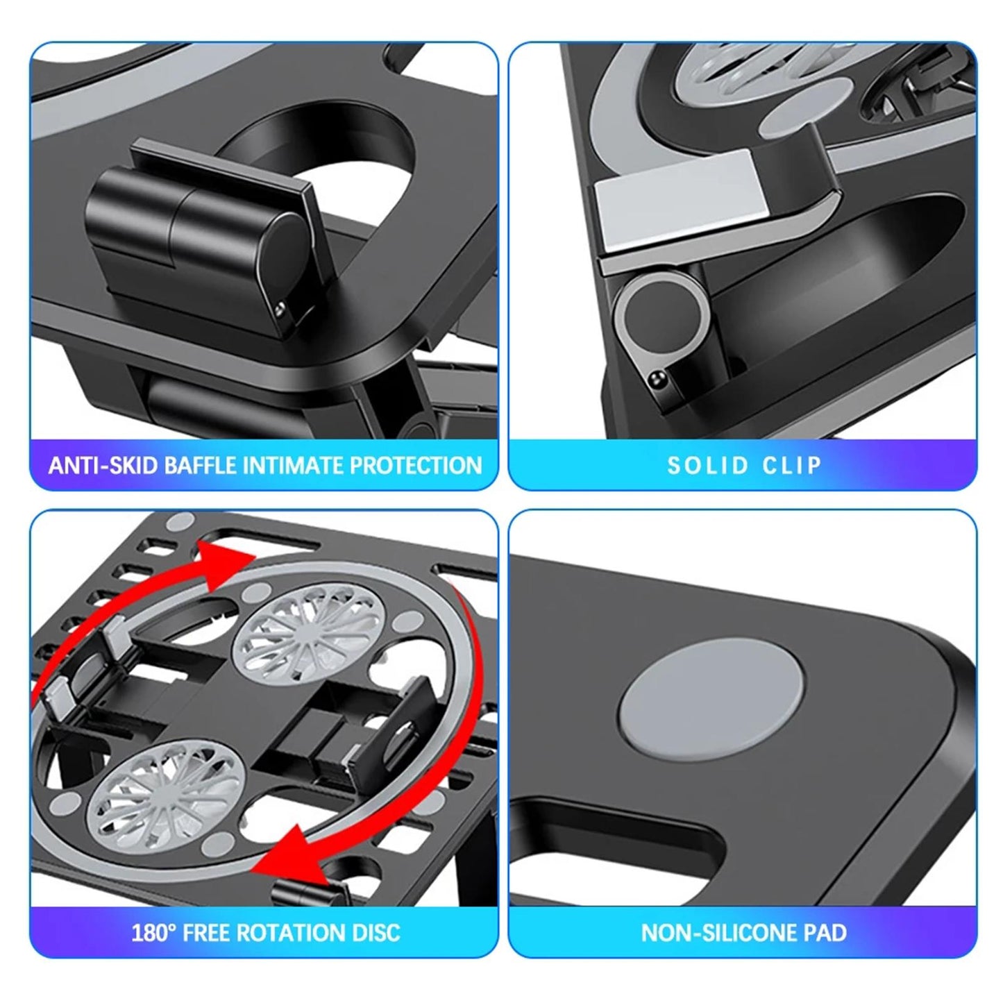 Laptop Cooling Pad with 2 Quiet Fans Light-Weight Cooler Stand for Notebook Black