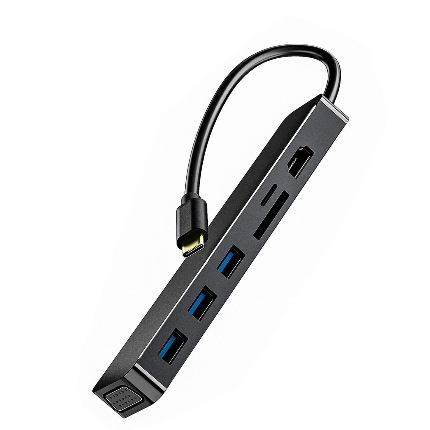 Aluminum 7 in 1 USB 3.0 C to HDMI 4K Hub Multiport Adapter Dongle