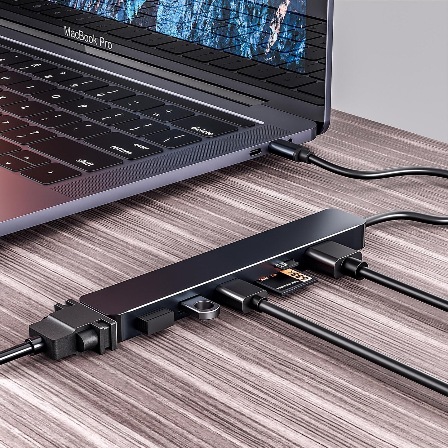 Aluminum 7 in 1 USB 3.0 C to HDMI 4K Hub Multiport Adapter Dongle