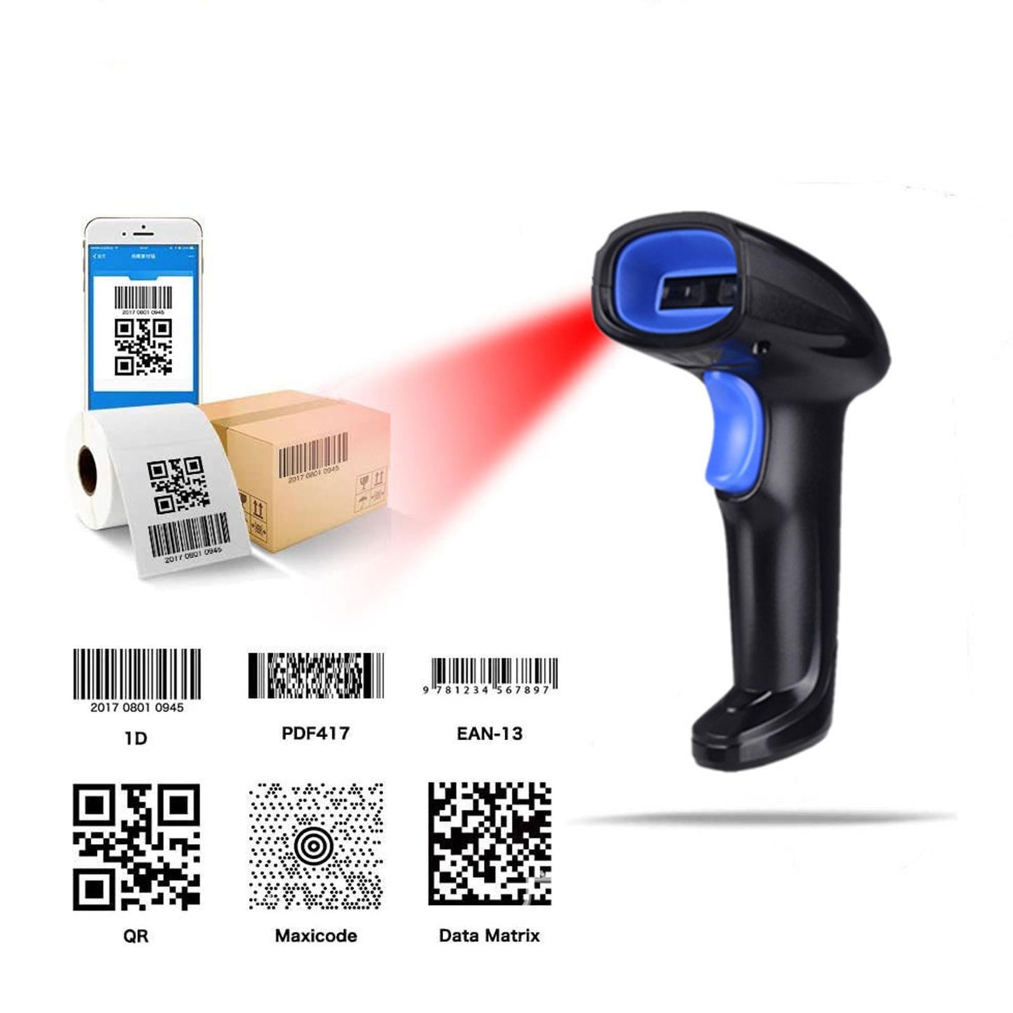 Laser Barcode Scanner USB Cable Bar Code Reader For market Wired