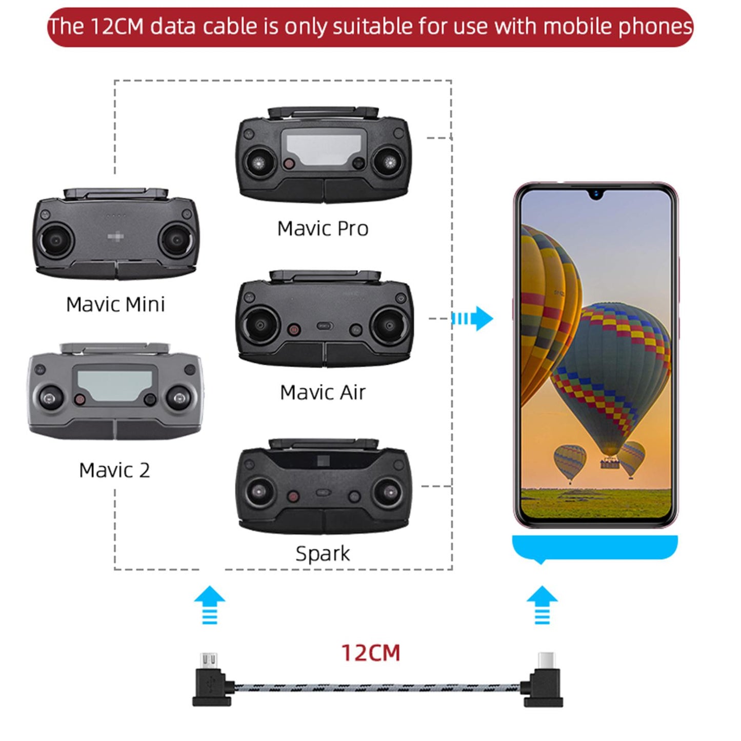 Data Cable for Mavic Air Remote Controller Drone to TYPE C