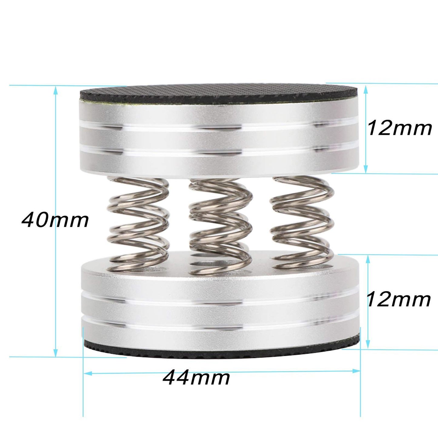 4PCS 44x38mm CNC Aluminum Spring Speakers Spikes Isolation Stand Silver