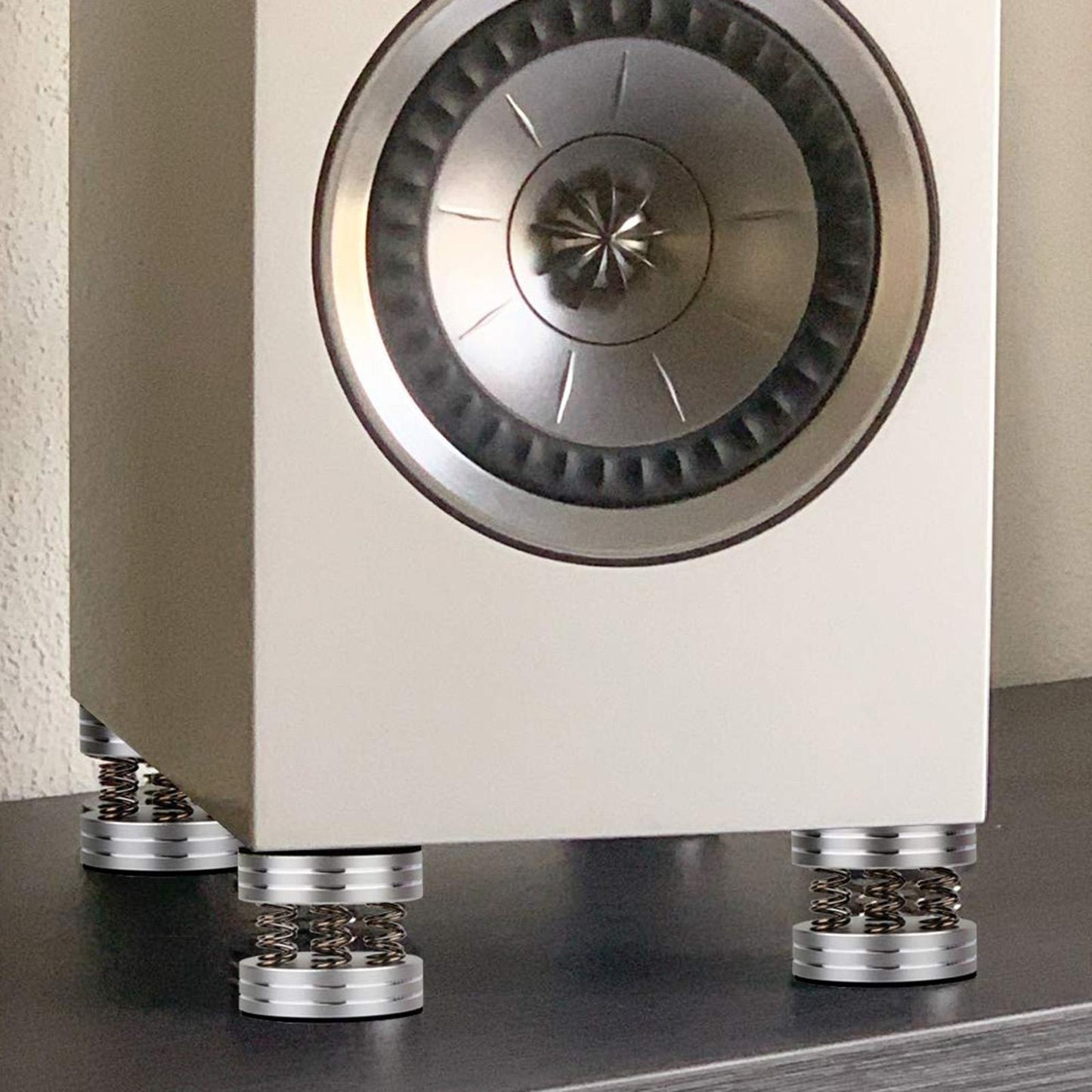 4PCS 44x38mm CNC Aluminum Spring Speakers Spikes Isolation Stand Silver