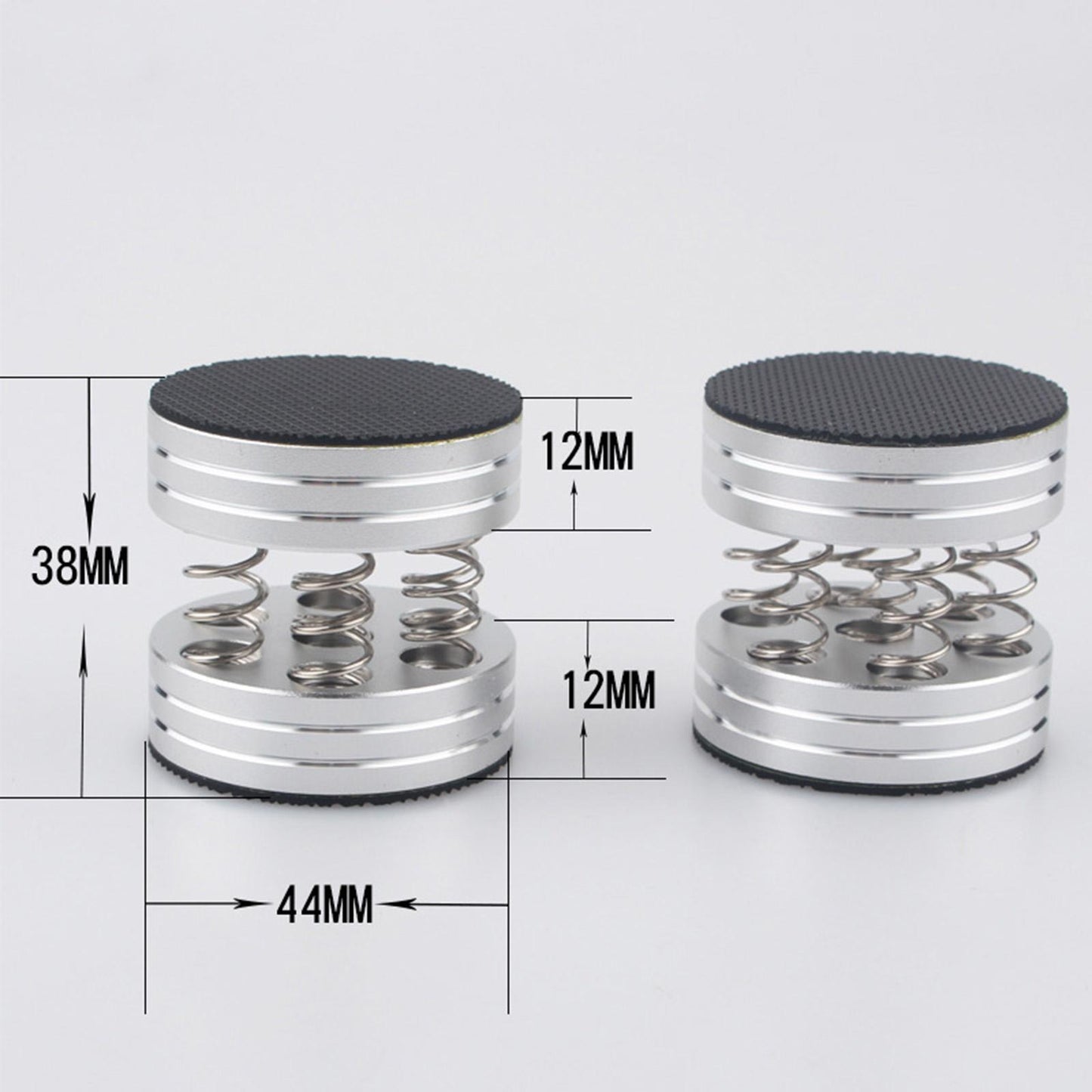 4PCS 44x38mm CNC Aluminum Spring Speakers Spikes Isolation Stand Silver