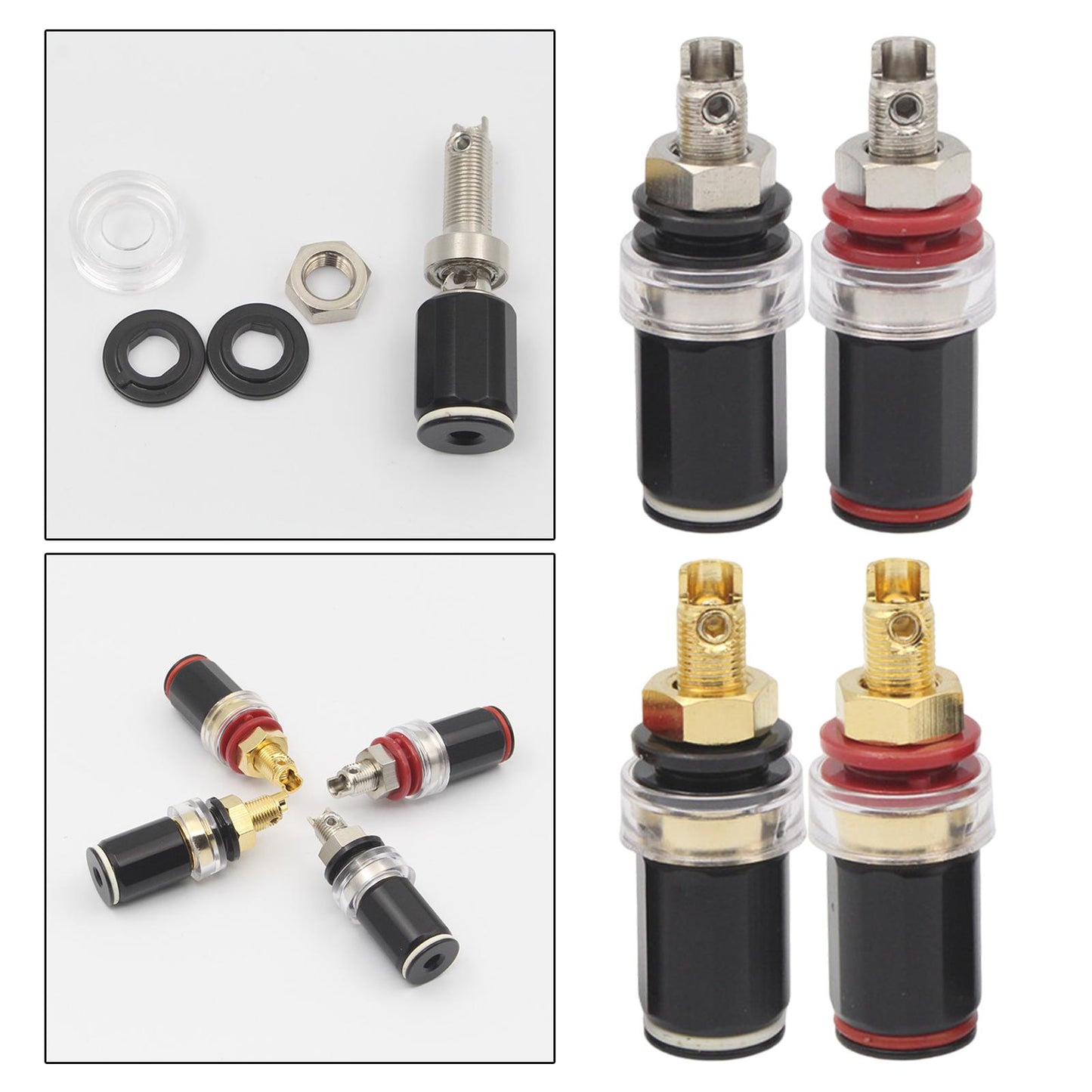 2 pair Pure Copper Amplifier Speaker Terminal Binding Post gold plating
