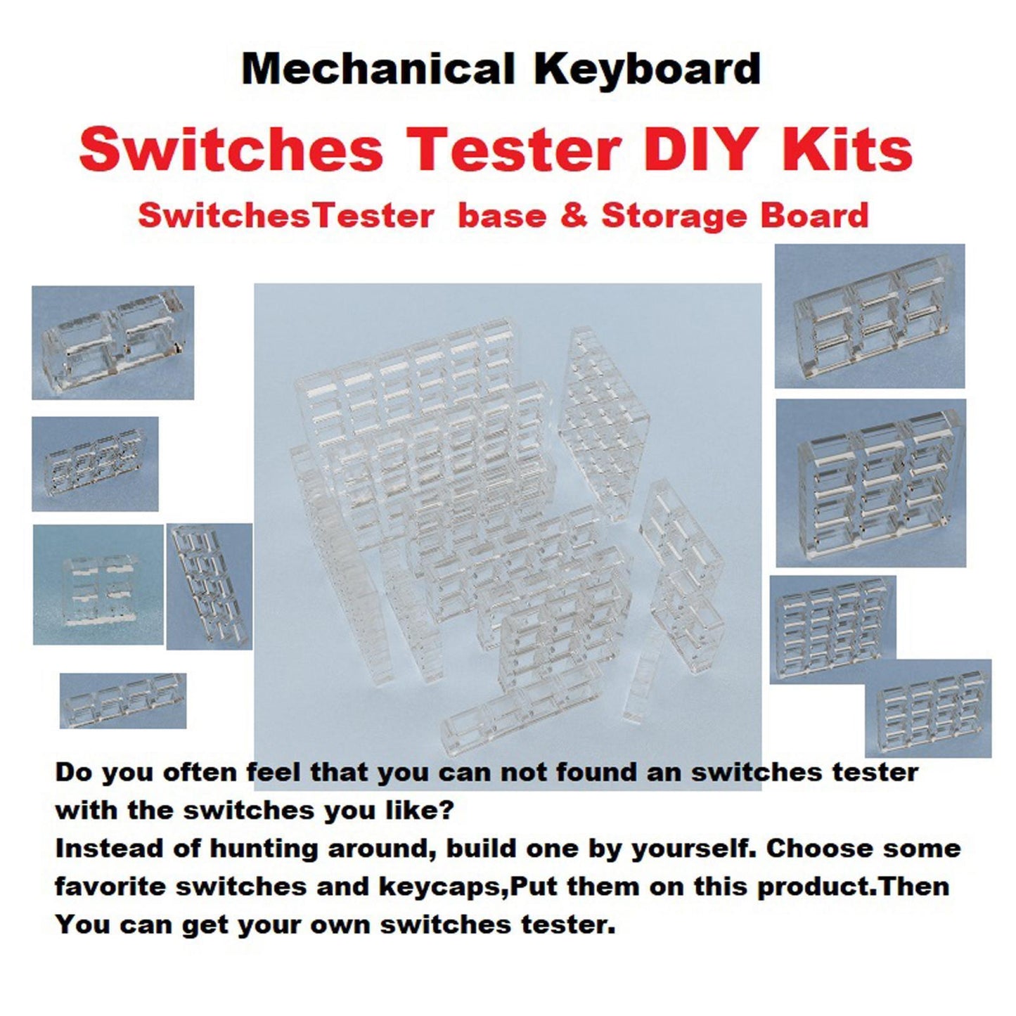 Clear Switch Tester Base Acrylic Plate for Cherry Mx Switch 3x4 board