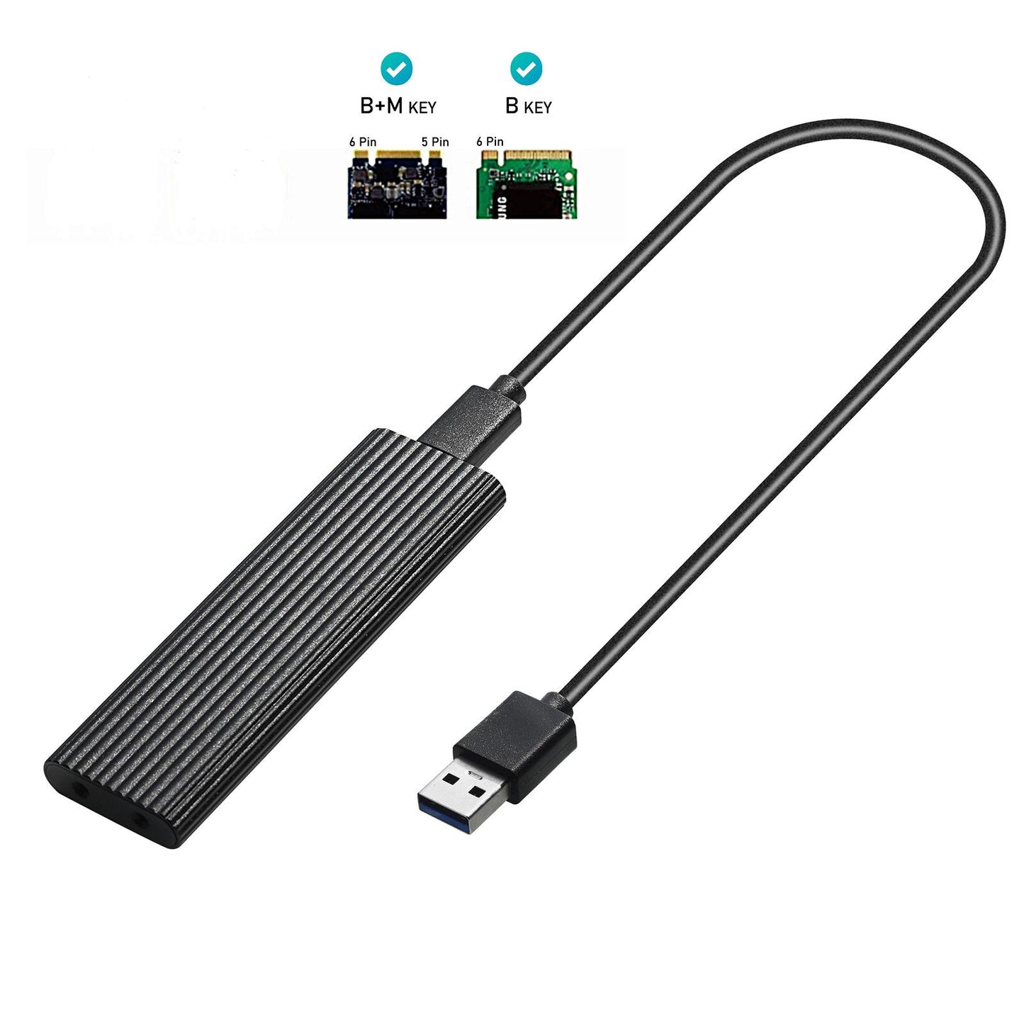 USB 3.0 to NGFF M.2 B Key SSD External Enclosure Case Cover Adapter Black