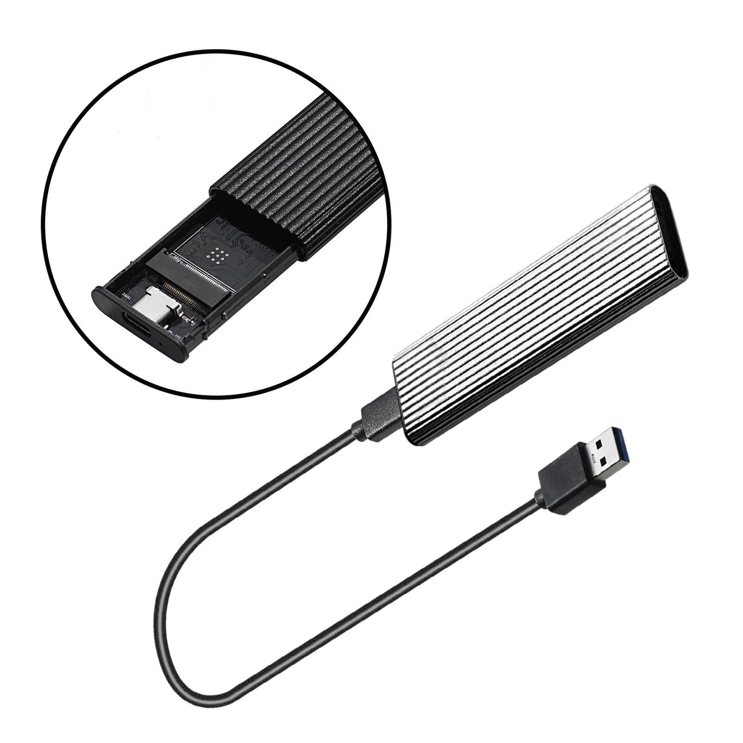 USB 3.0 to NGFF M.2 B Key SSD External Enclosure Case Cover Adapter Silver