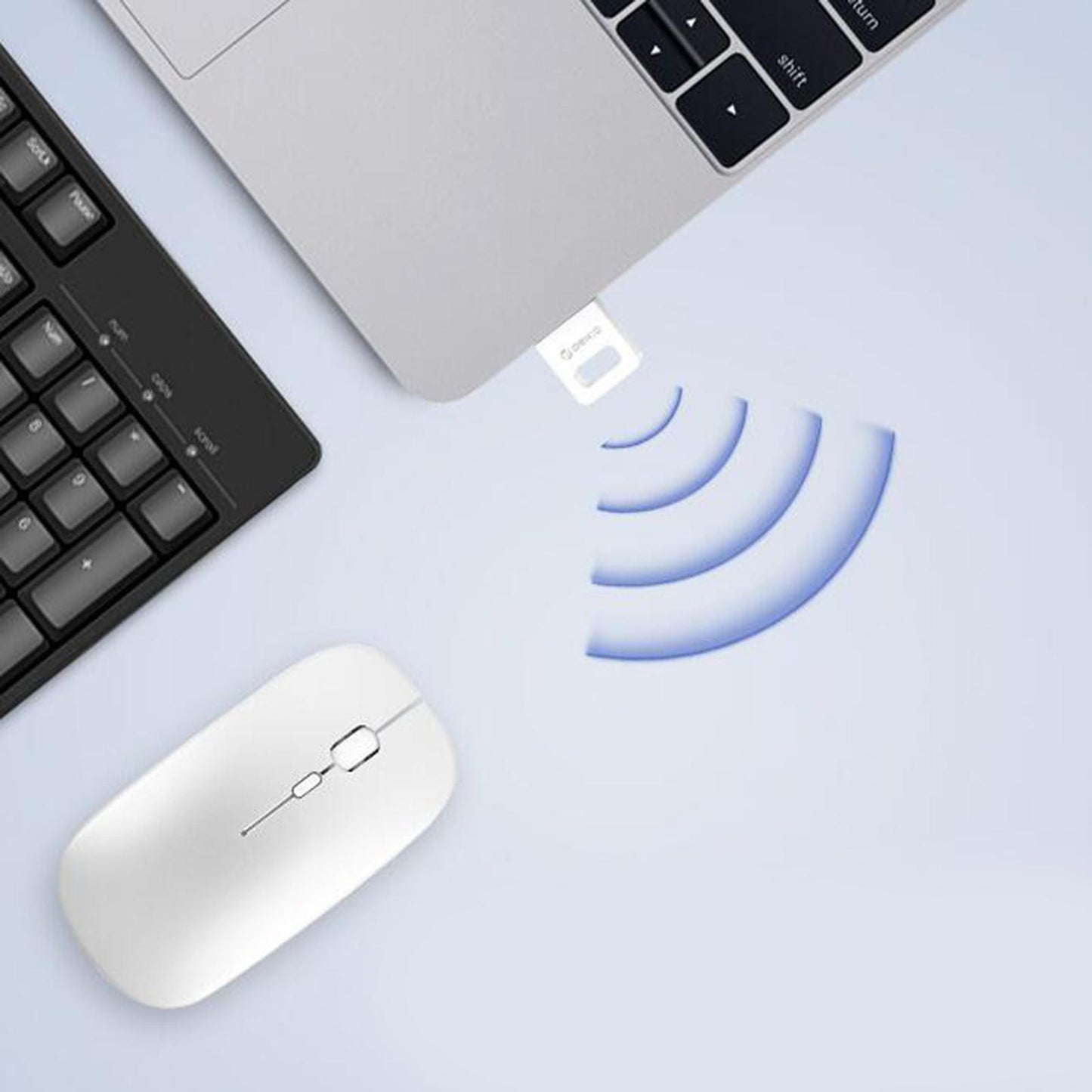 USB Bluetooth Adapter Transfer for PC Desktop Computer Mouse White