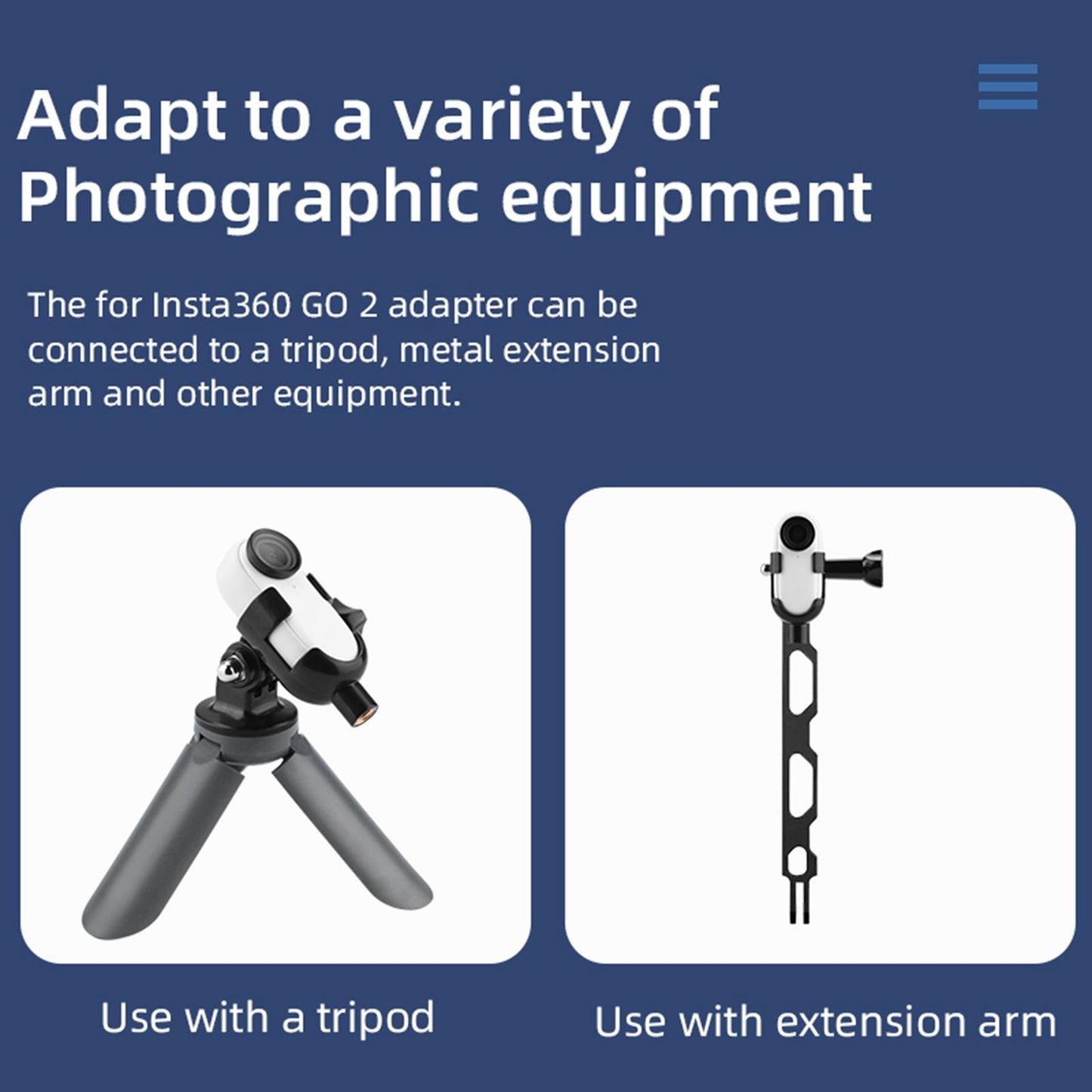 Mount Adapter Frame Bracket for Insta360 Go 2 Camera with Stick 65g