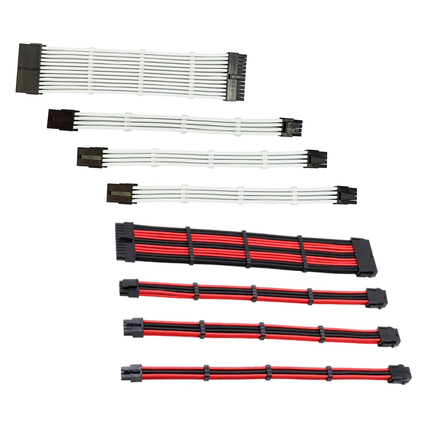 4pcs 18AWG Power Cables ATX PCI-E EPS Extension Cable Kit White A