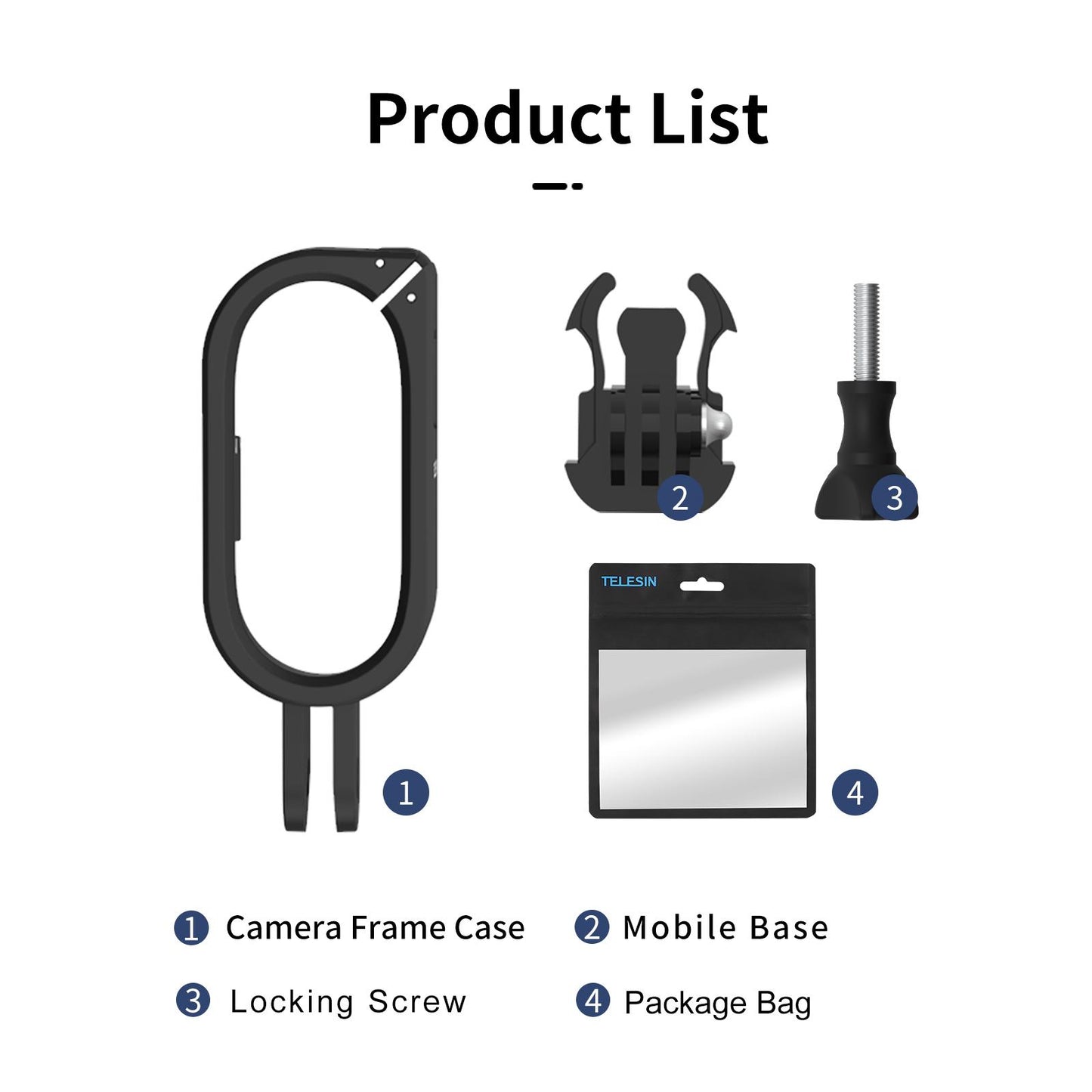 Mount Frame Camera Holder with 1/4 Thread Adapter for Insta360 Go2 Black"
