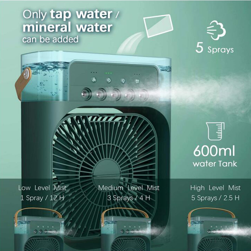 Portable Air Conditioner Fan Personal Air Cooler Desk Cooling Fan Green