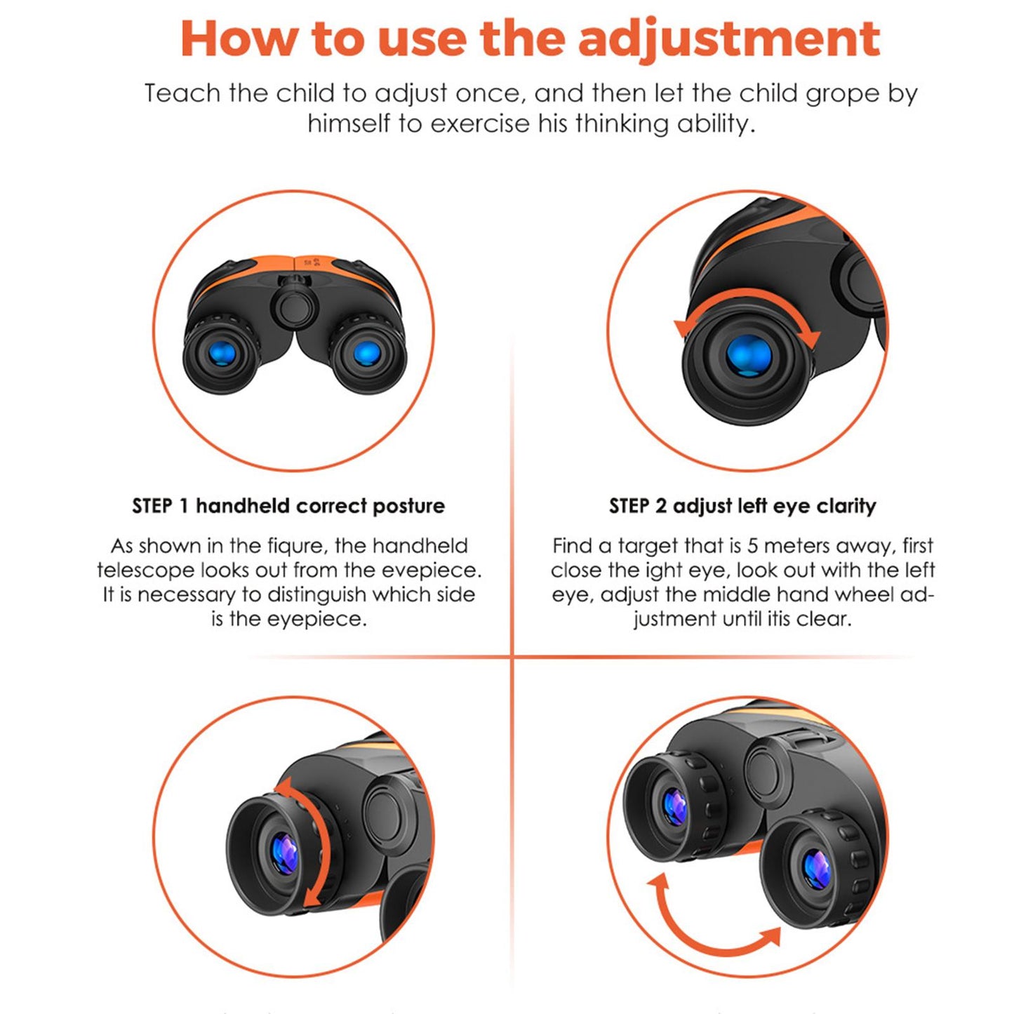 Plastic Kids Binoculars Hiking Camping Telescope Game Entertainment Children Orange